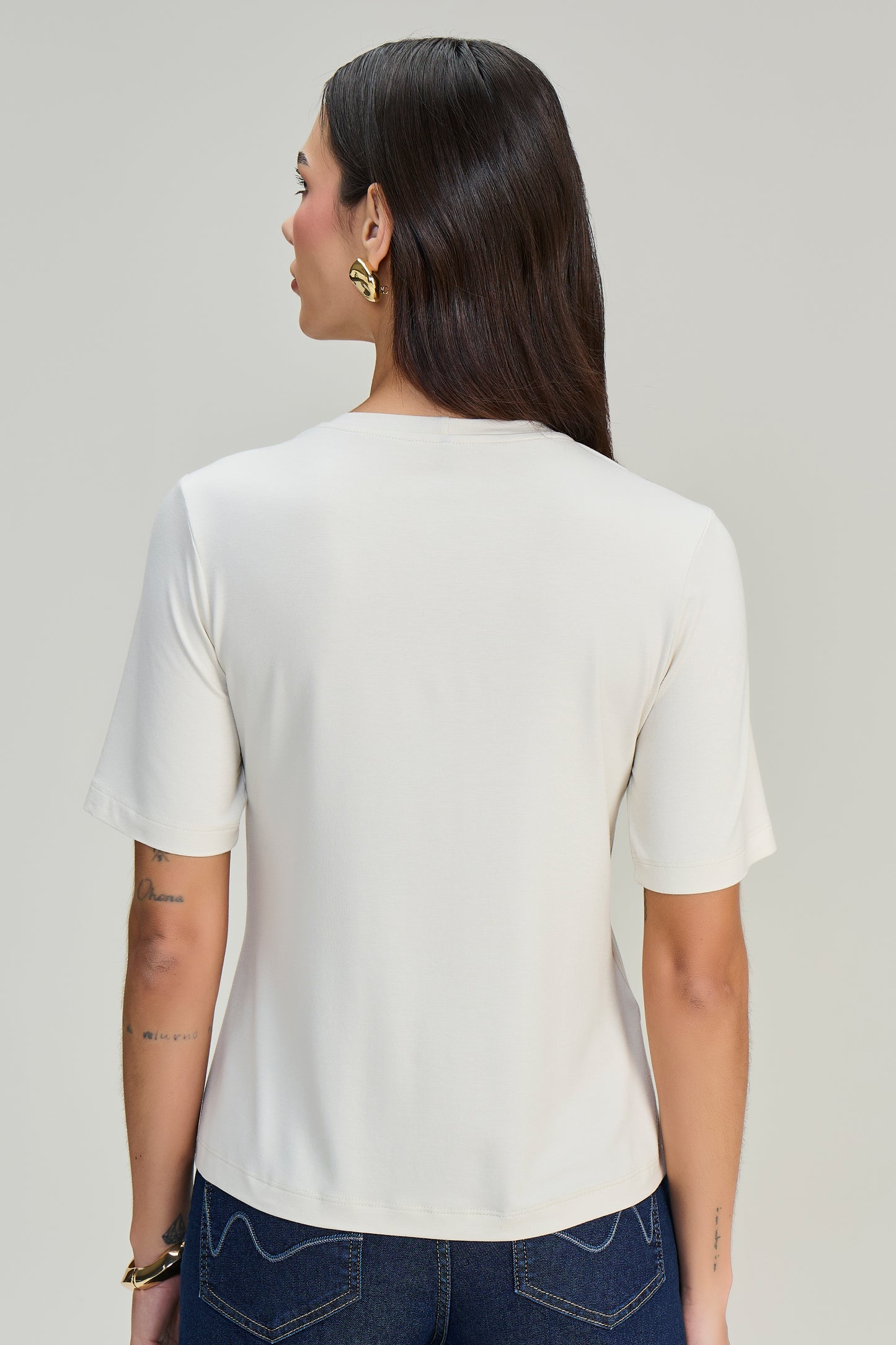 t-shirt malha manga curta estampada tigre