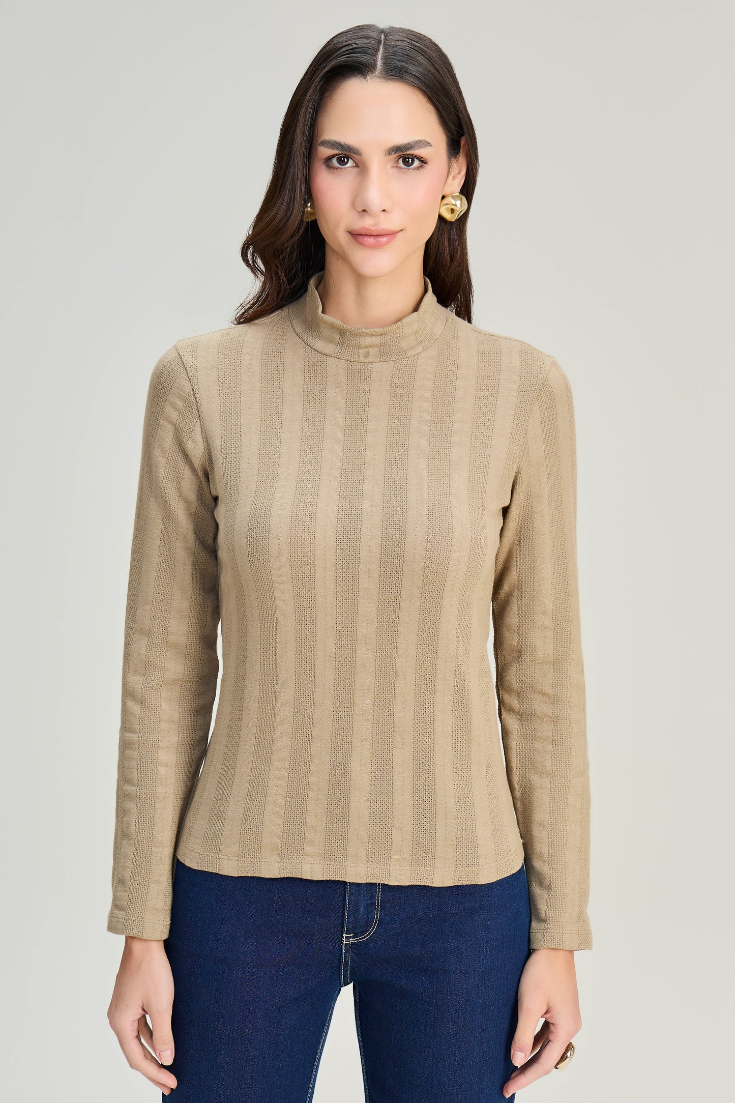 blusa malha manga longa com gola alta