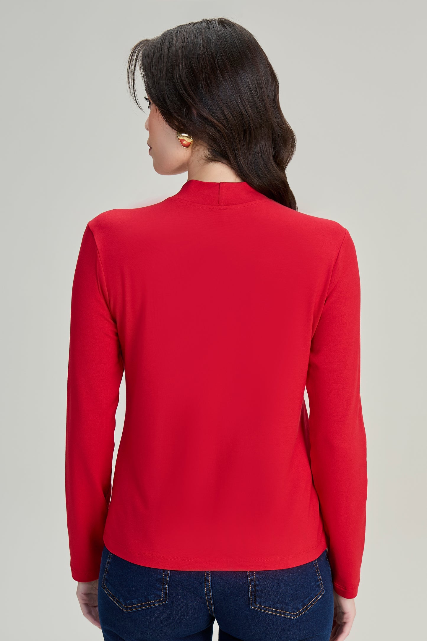 blusa malha manga longa com gola alta