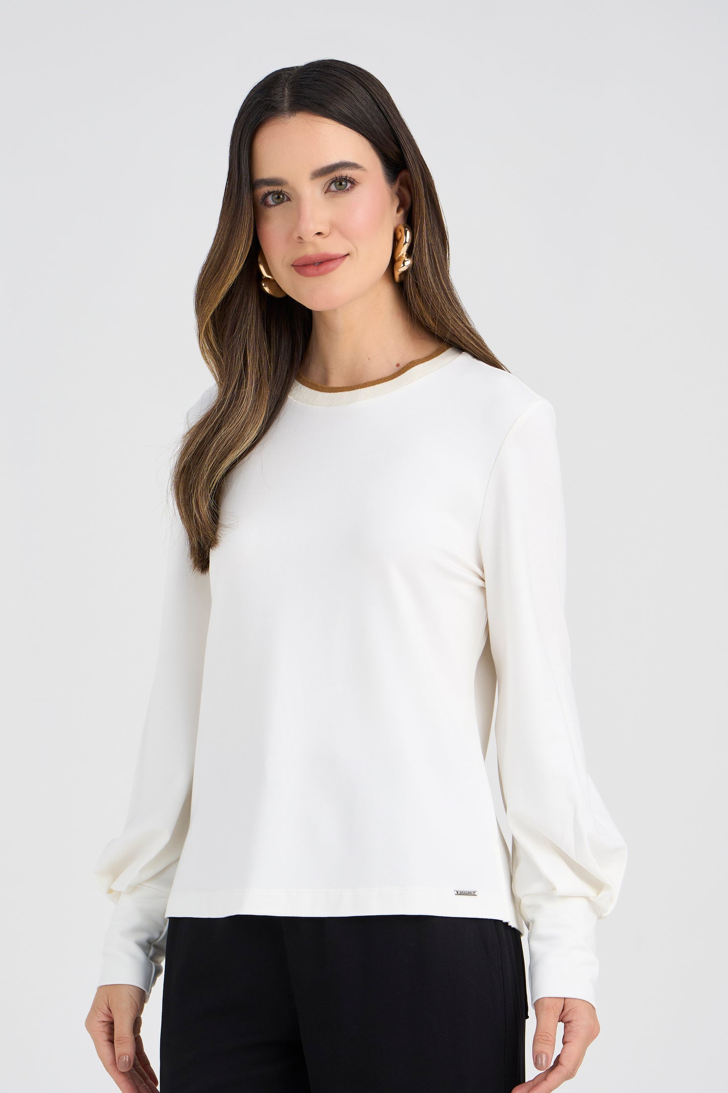 blusa moletom manga longa com gola de tricot