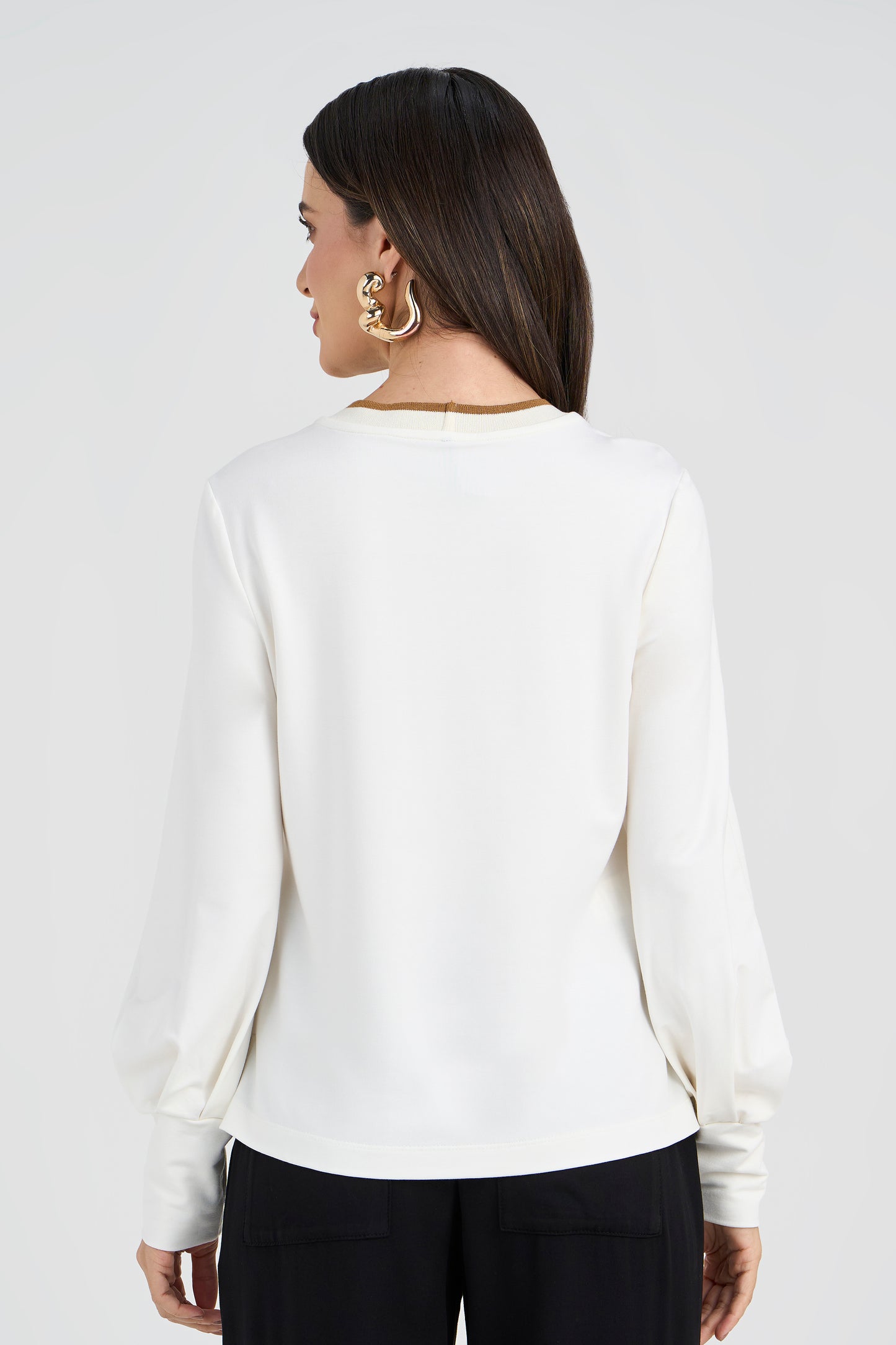 blusa moletom manga longa com gola de tricot