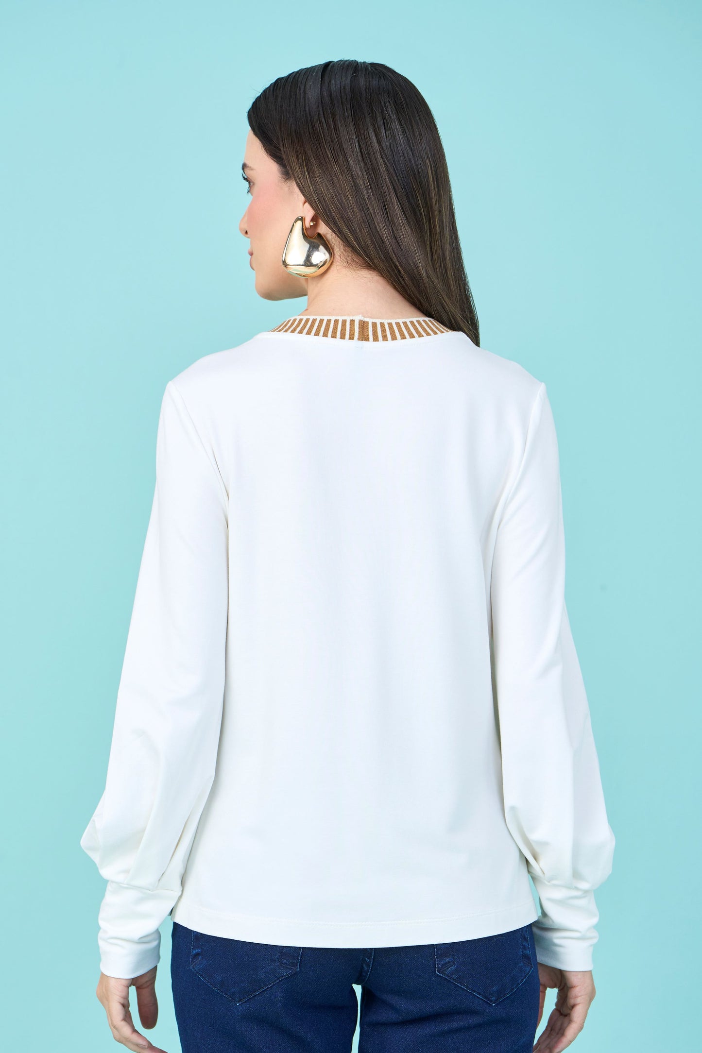 blusa moletom manga longa com gola de tricot