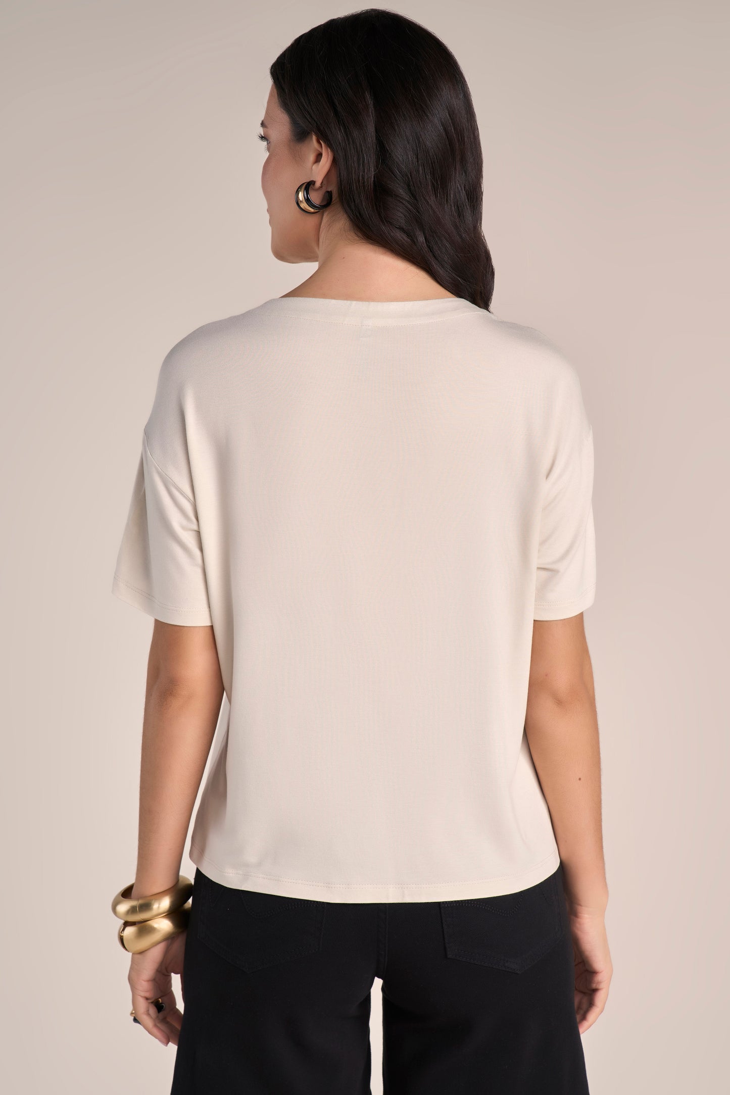 T-shirt Malha Manga Curta com Estampa e Tricot