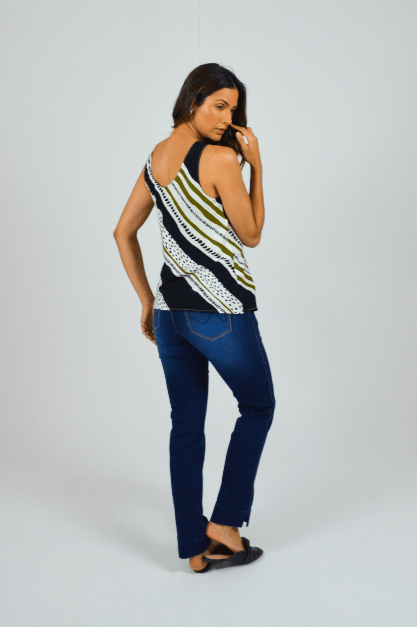 regata viscose alça fina estampada