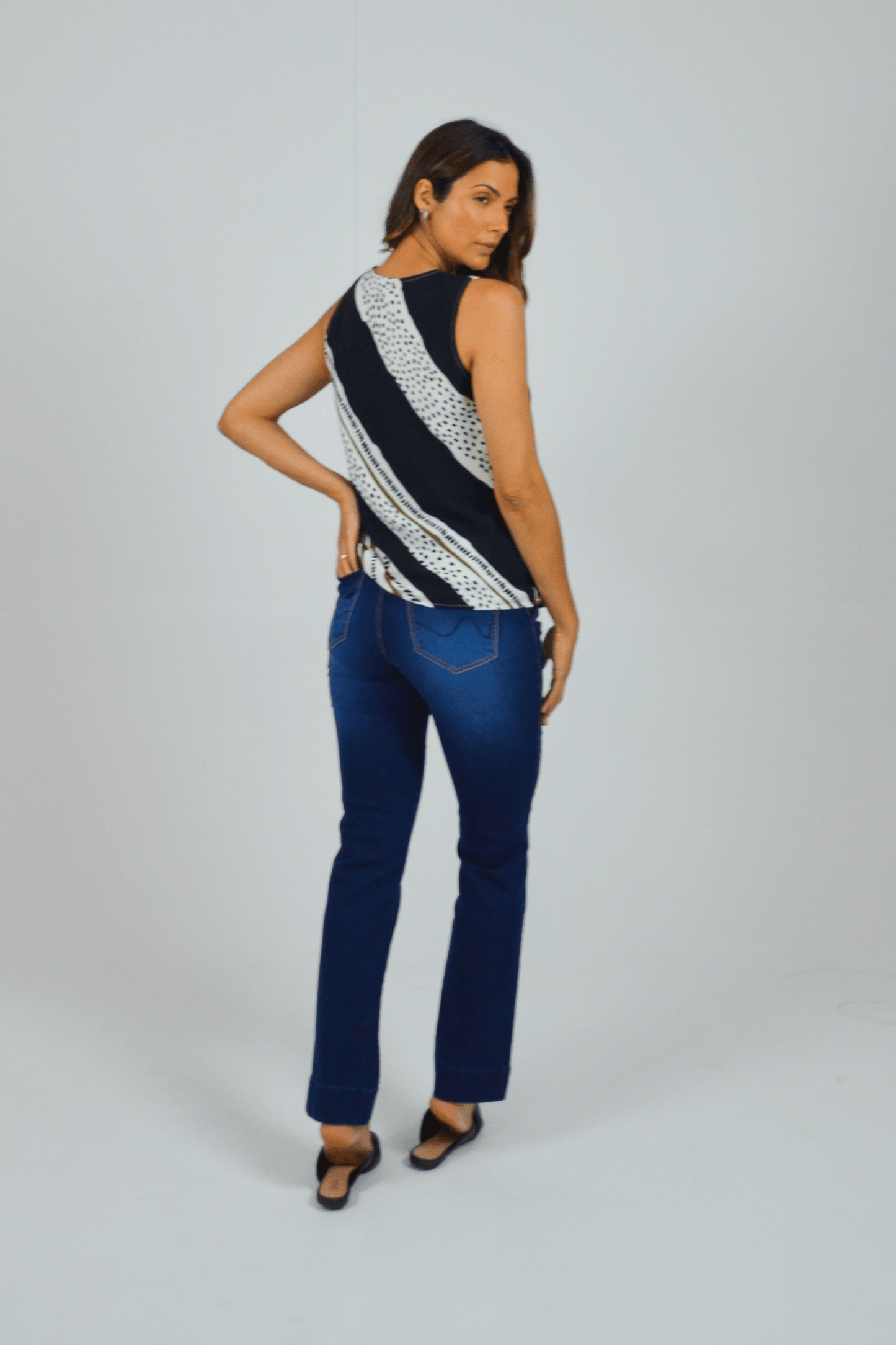 regata viscose alça larga estampada