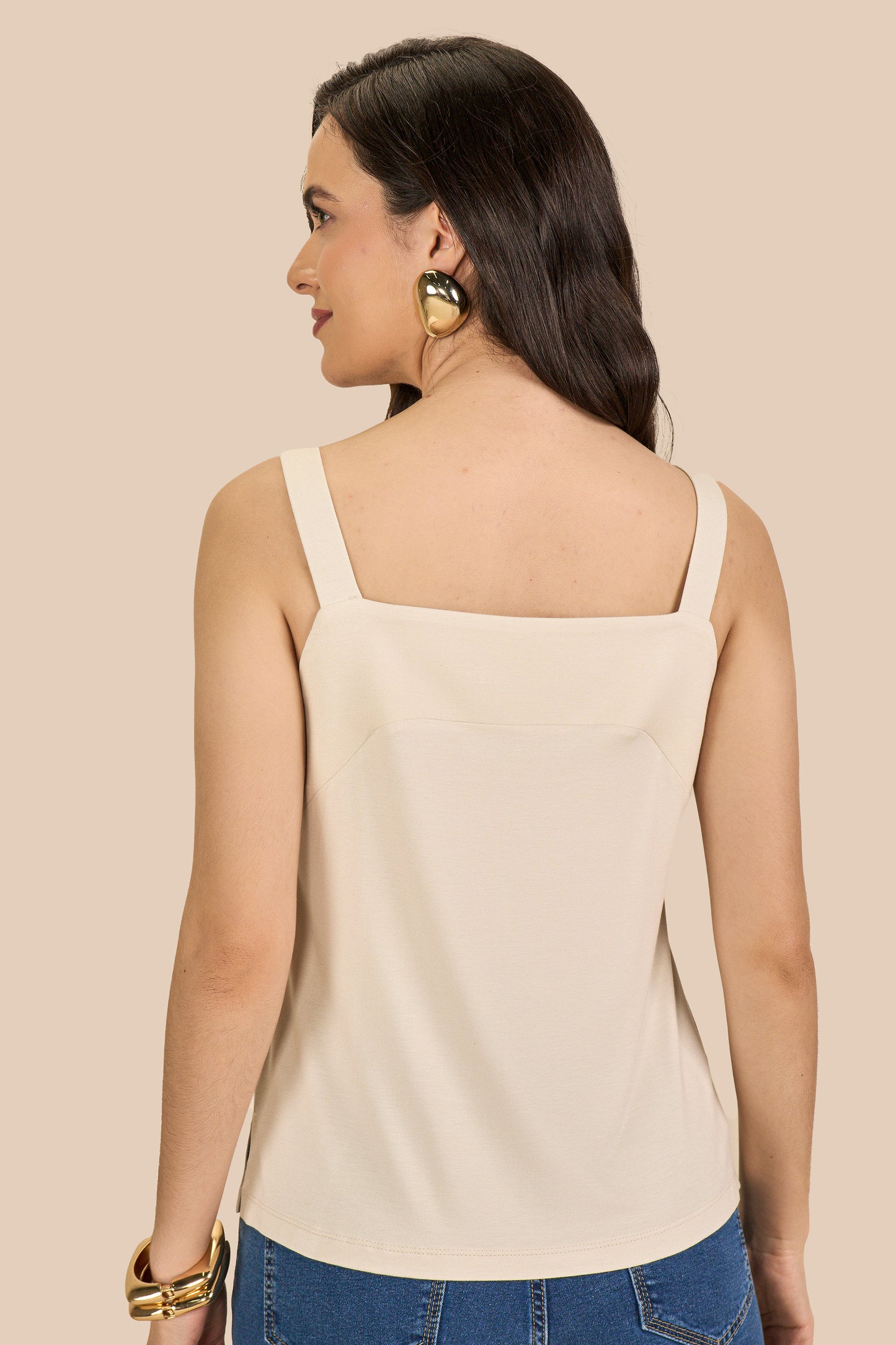 regata malha alça fina com fivelas