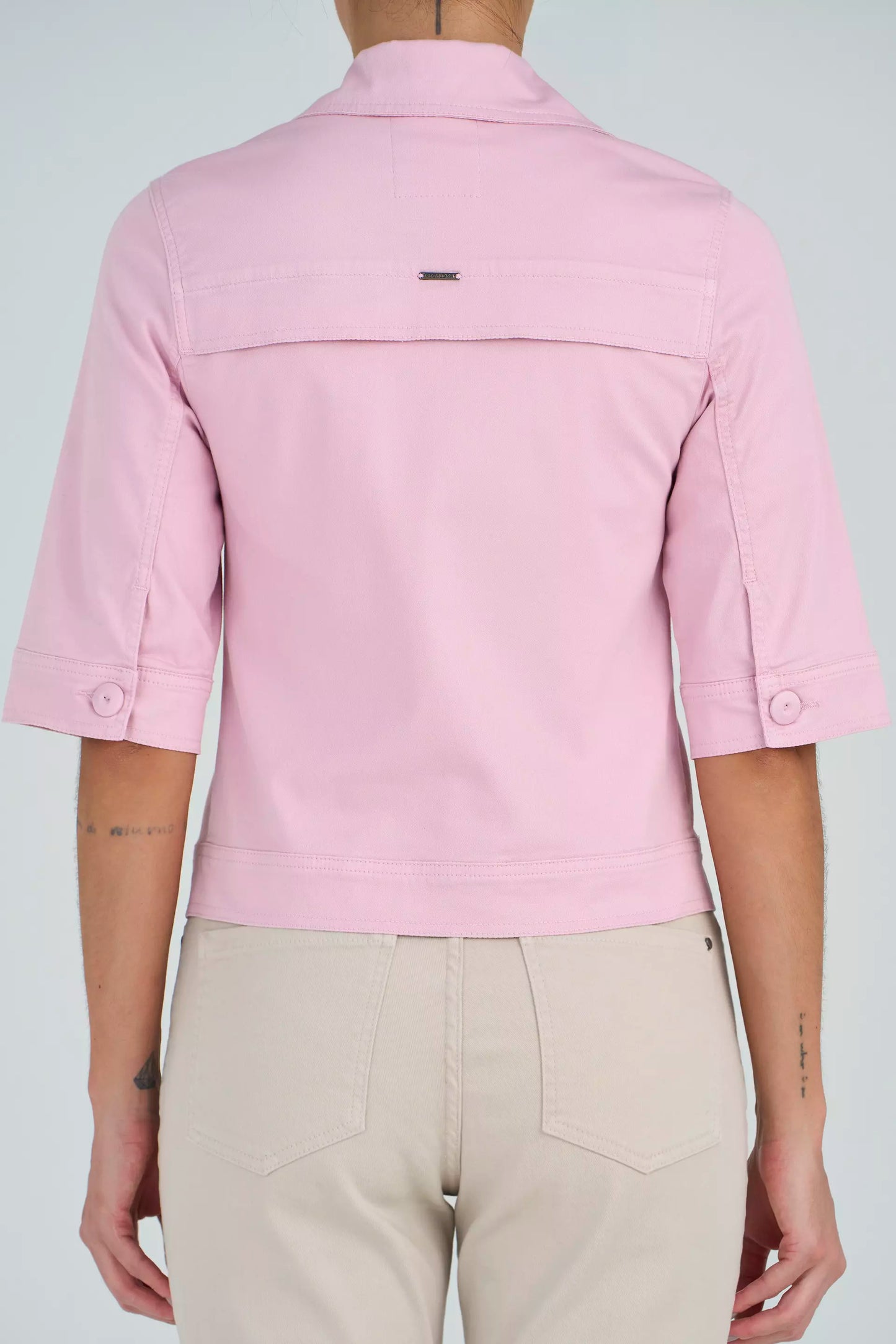 jaqueta sarja manga 3/4 com nervuras