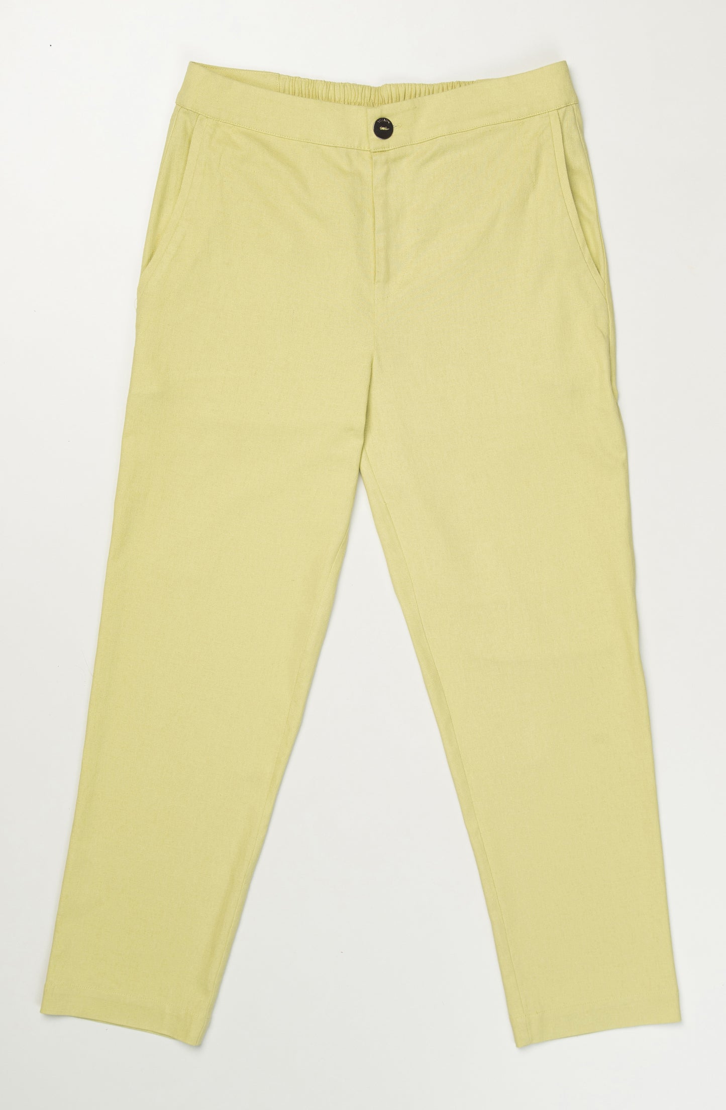 conjunto cropped linho manga 3/4 evasê e calça pant cropped