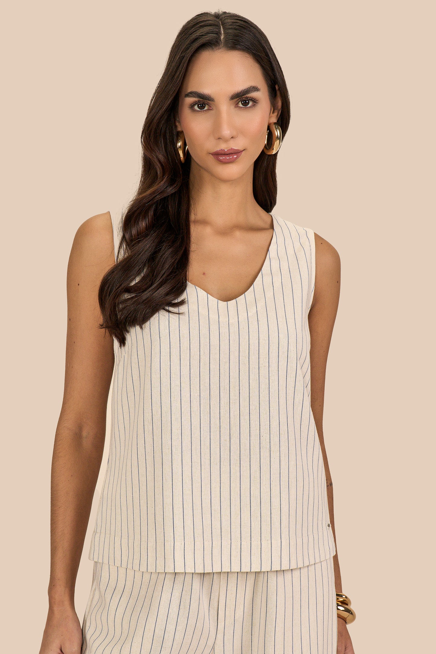 conjunto viscose regata alça larga e calça reta cós de elástico