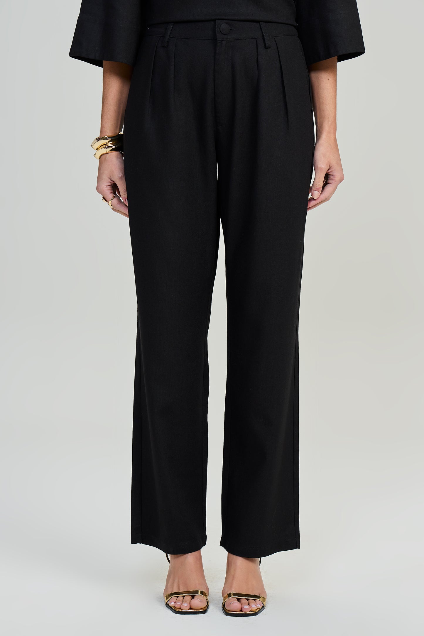 conjunto viscose blusa manga 3/4 com transpasse e calça reta com elástico