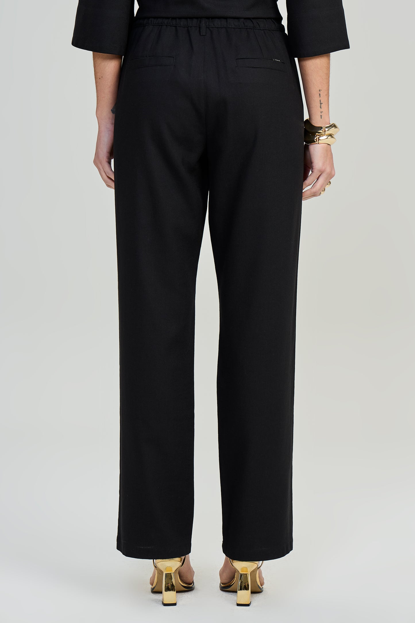 conjunto viscose blusa manga 3/4 com transpasse e calça reta com elástico