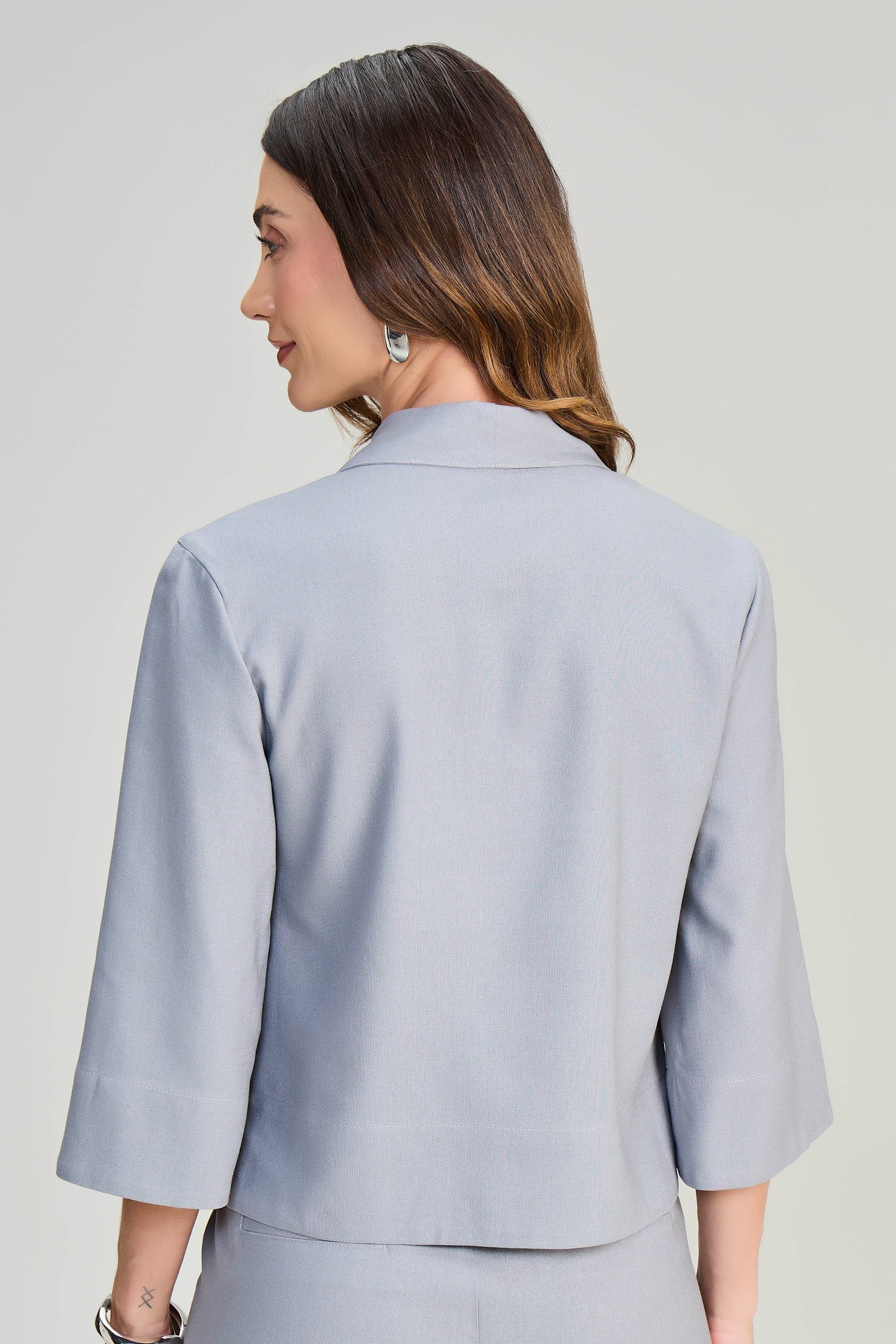 conjunto viscose blusa manga 3/4 com transpasse e calça reta com elástico