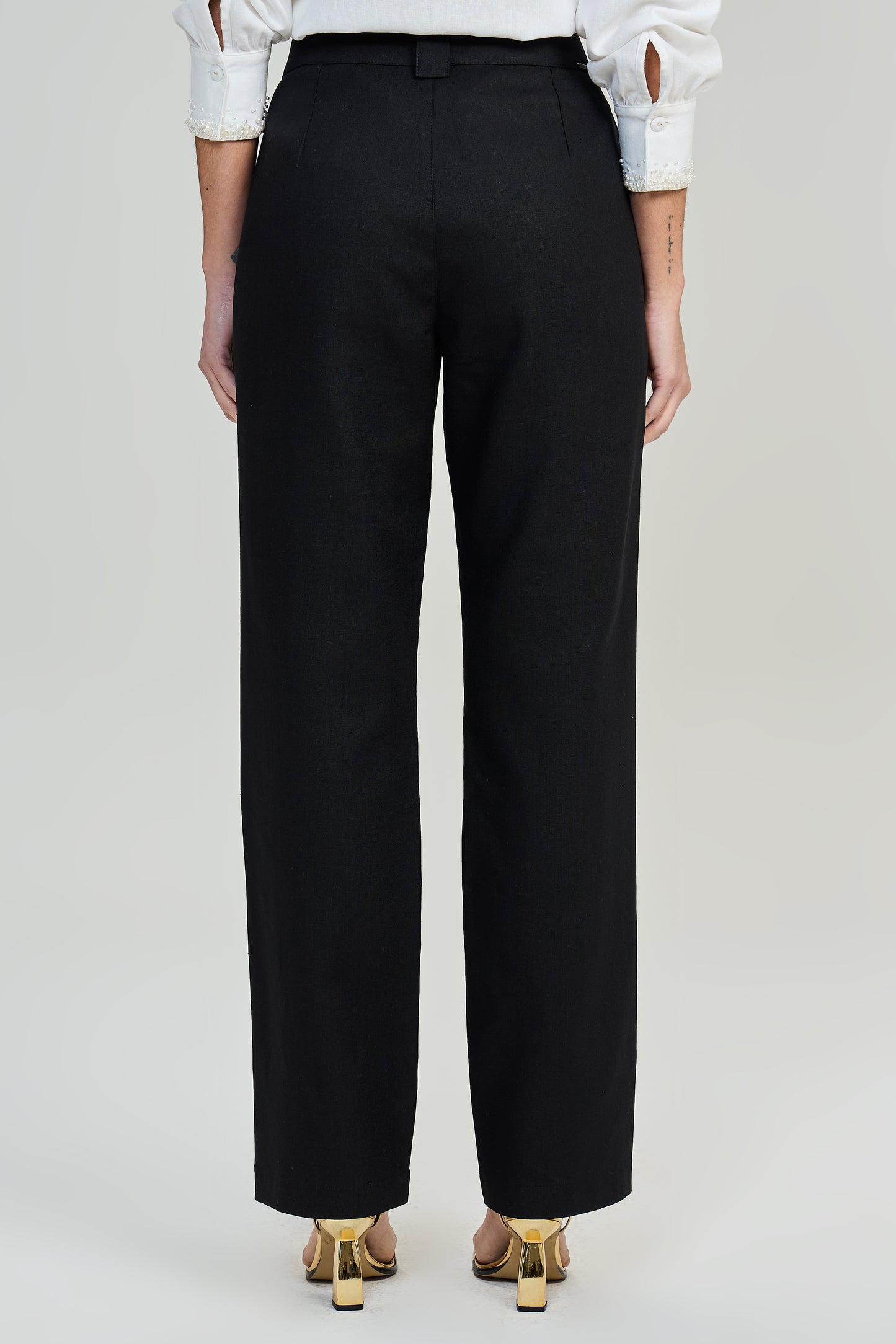 conjunto viscose jaqueta manga longa e calça reta com detalhe passante