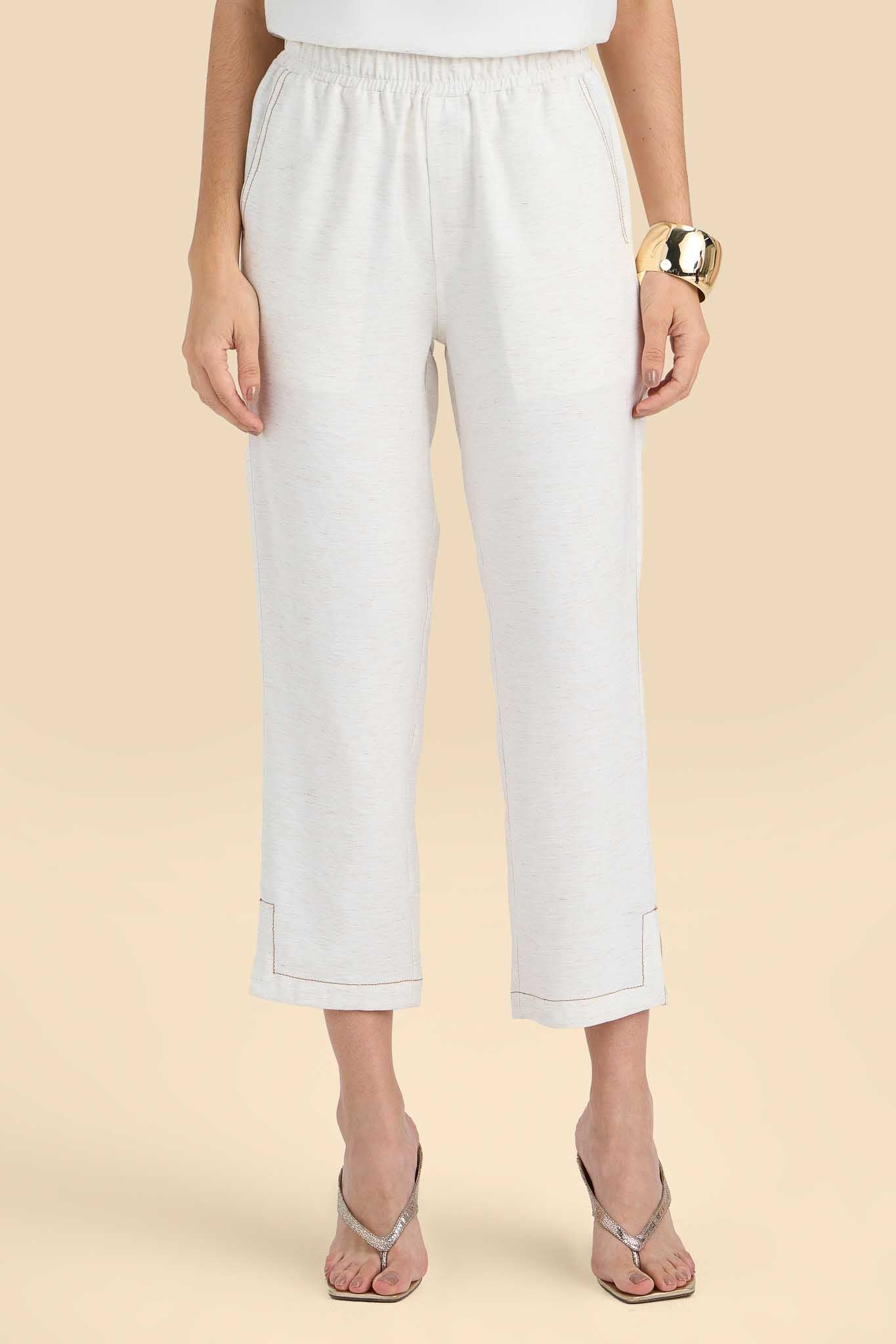 conjunto viscose regata alça larga e calça pantcropped pespontos em contraste