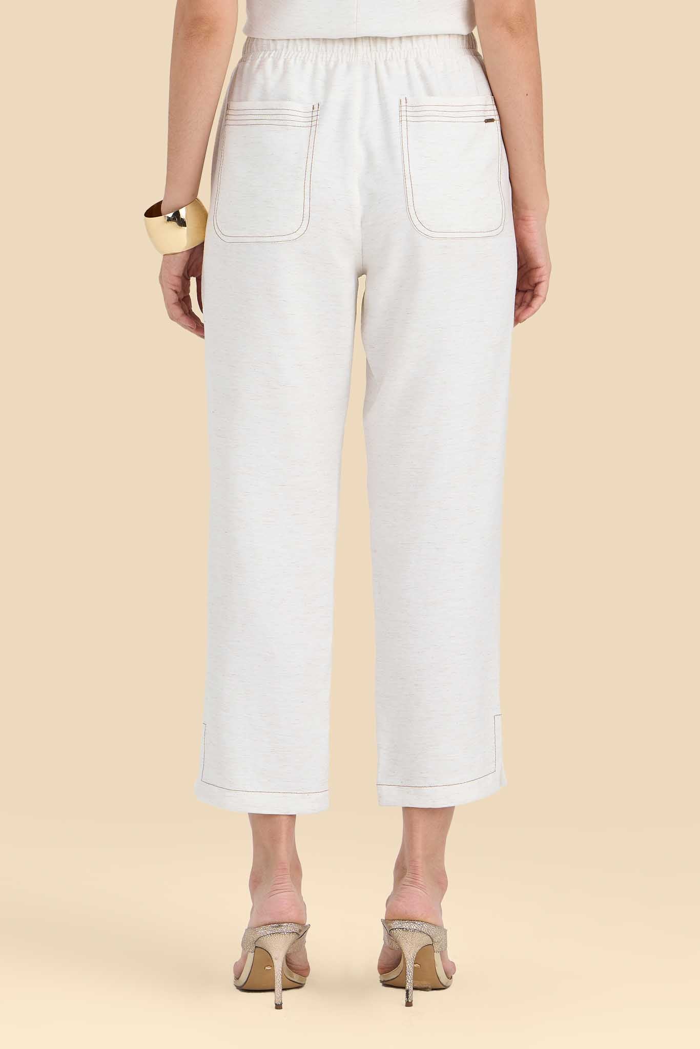 conjunto viscose regata alça larga e calça pantcropped pespontos em contraste