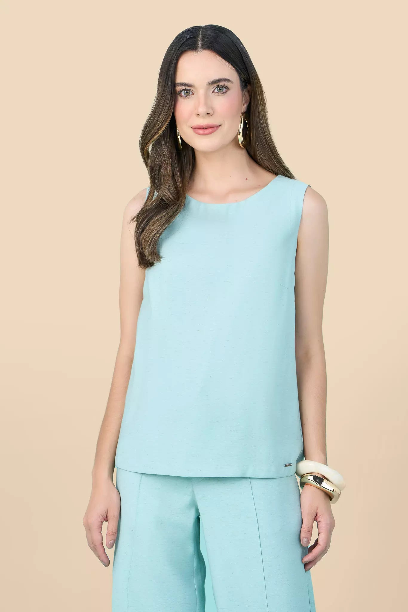 conjunto viscose regataalça larga com cinto e calça pantalona