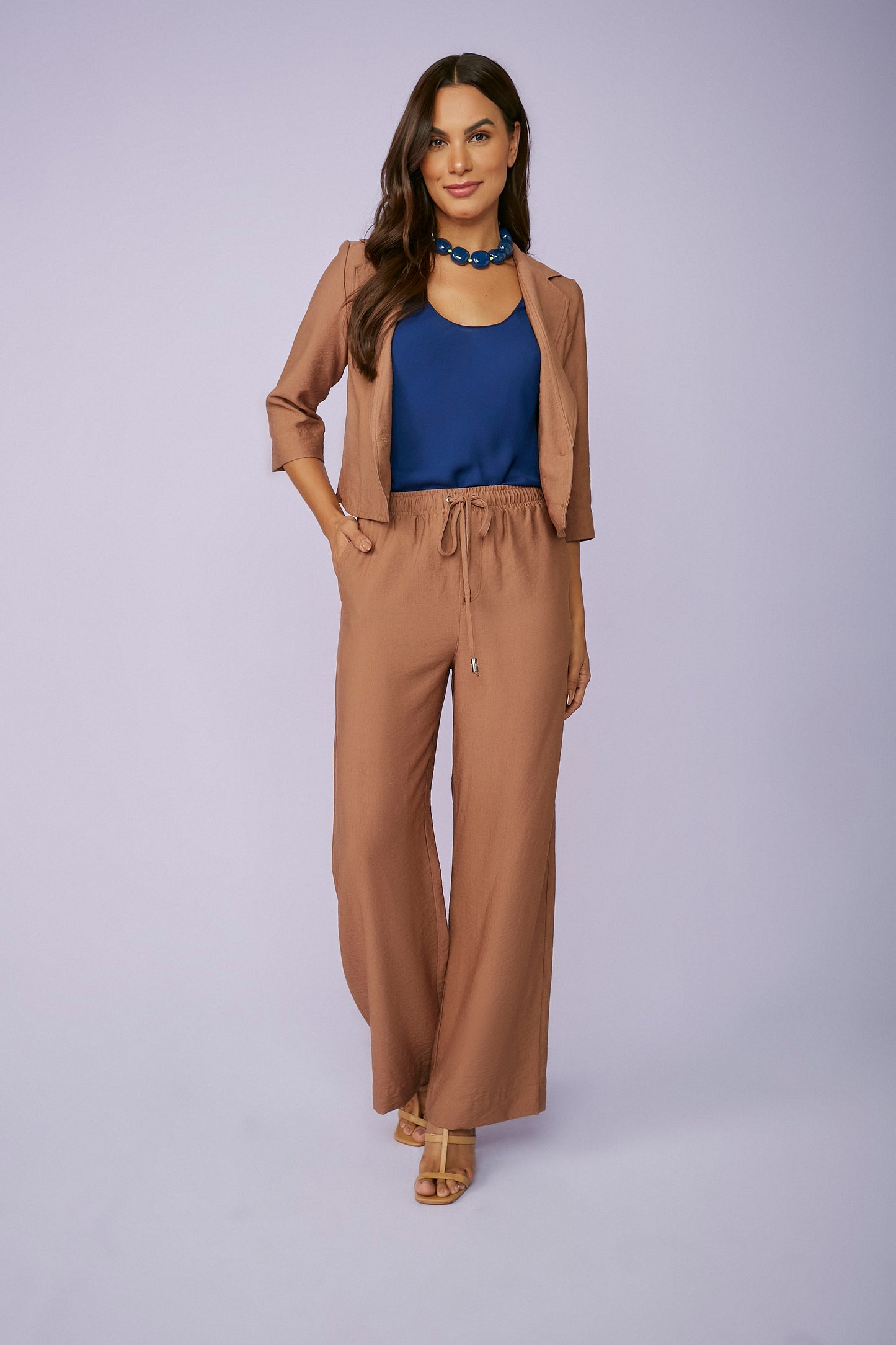 calça viscose pantalona cintura intermediária comfort