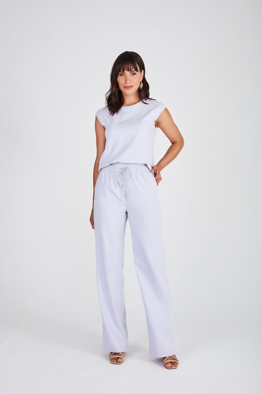 calça tactel wide leg cintura intermediária comfort