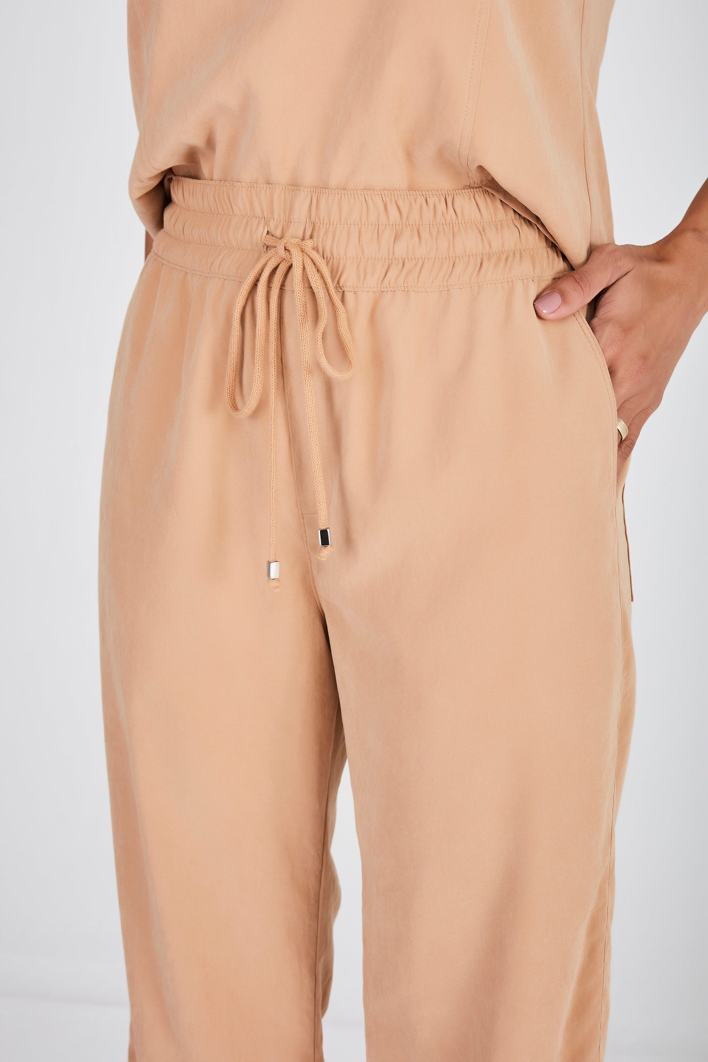 calça tactel wide leg cintura intermediária comfort