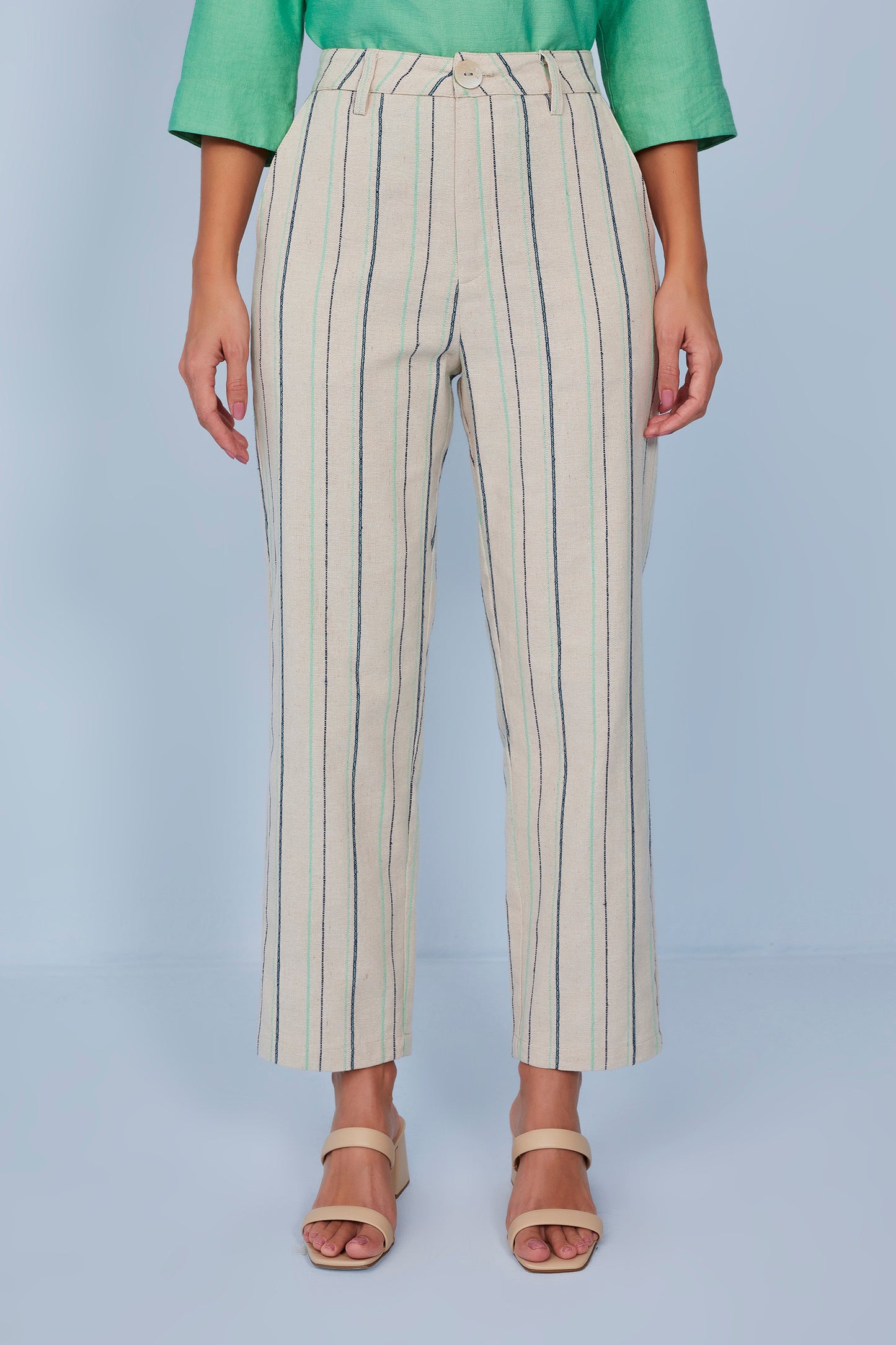 calça algodão mom cintura intermediária alfaiataria
