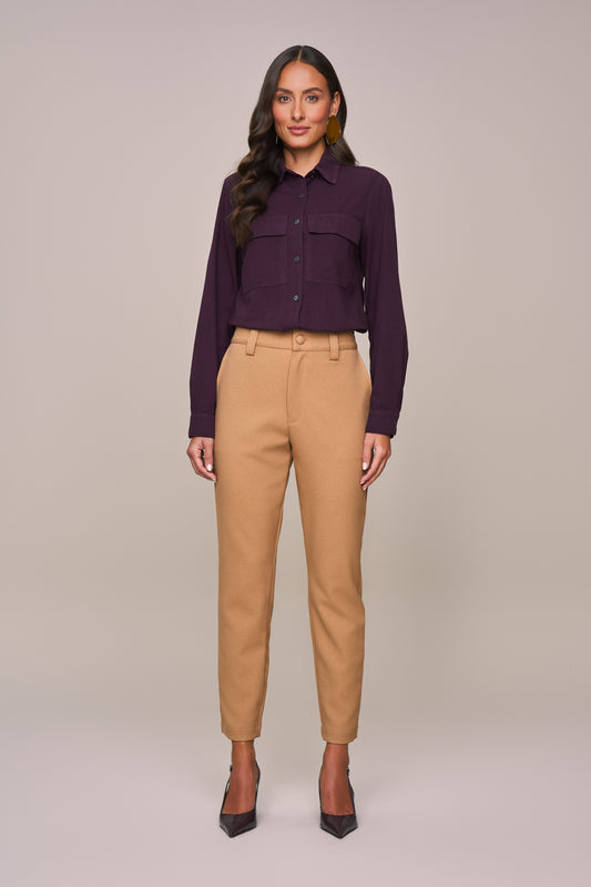 calça crepe mom cintura intermediária alfaiataria