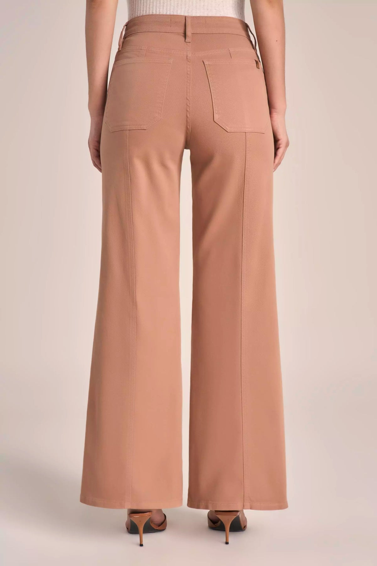 Calça Sarja Color Wide Leg Cintura Intermediária com Recortes