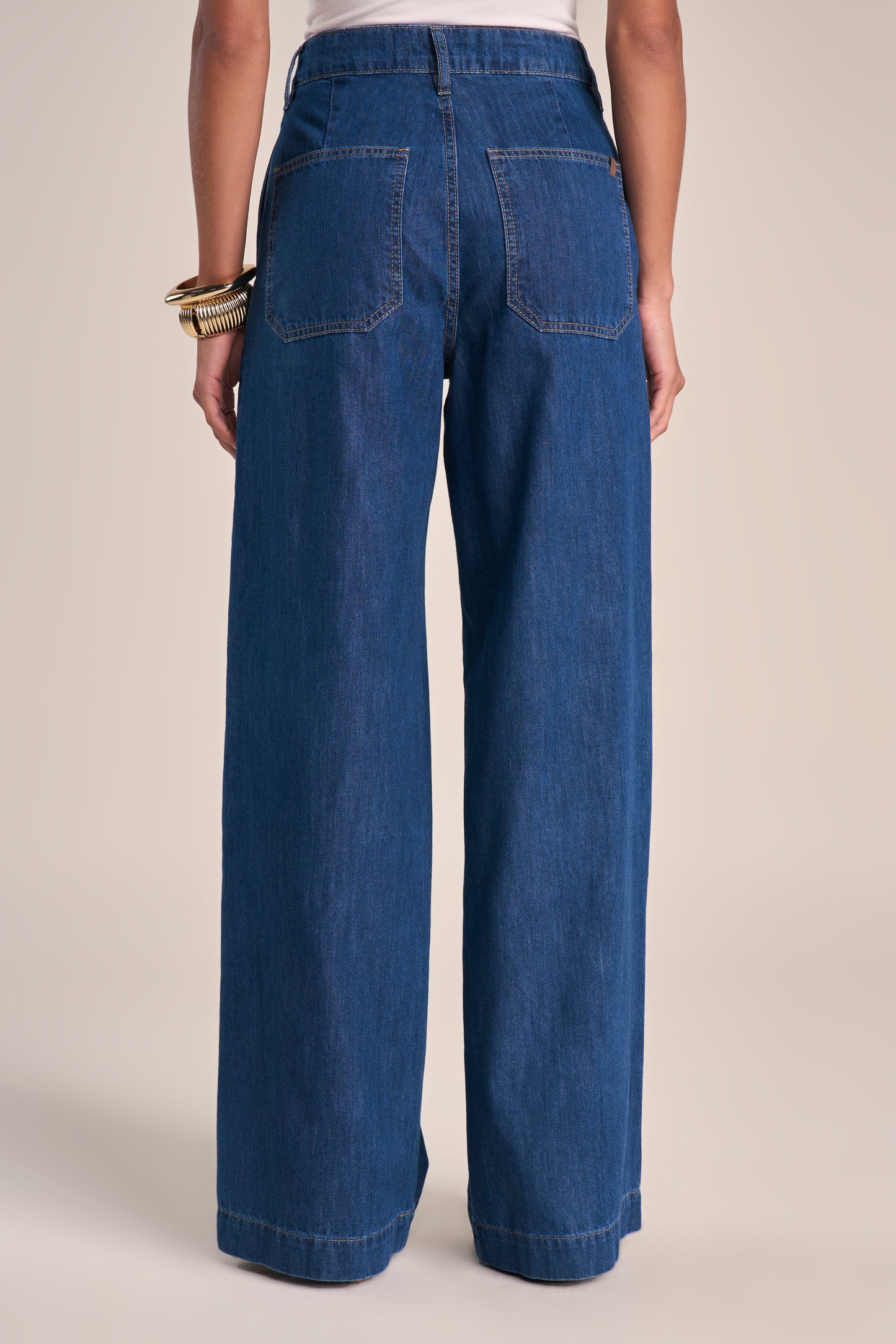 Calça Jeans Pantalona Cintura Intermediária Tradicional