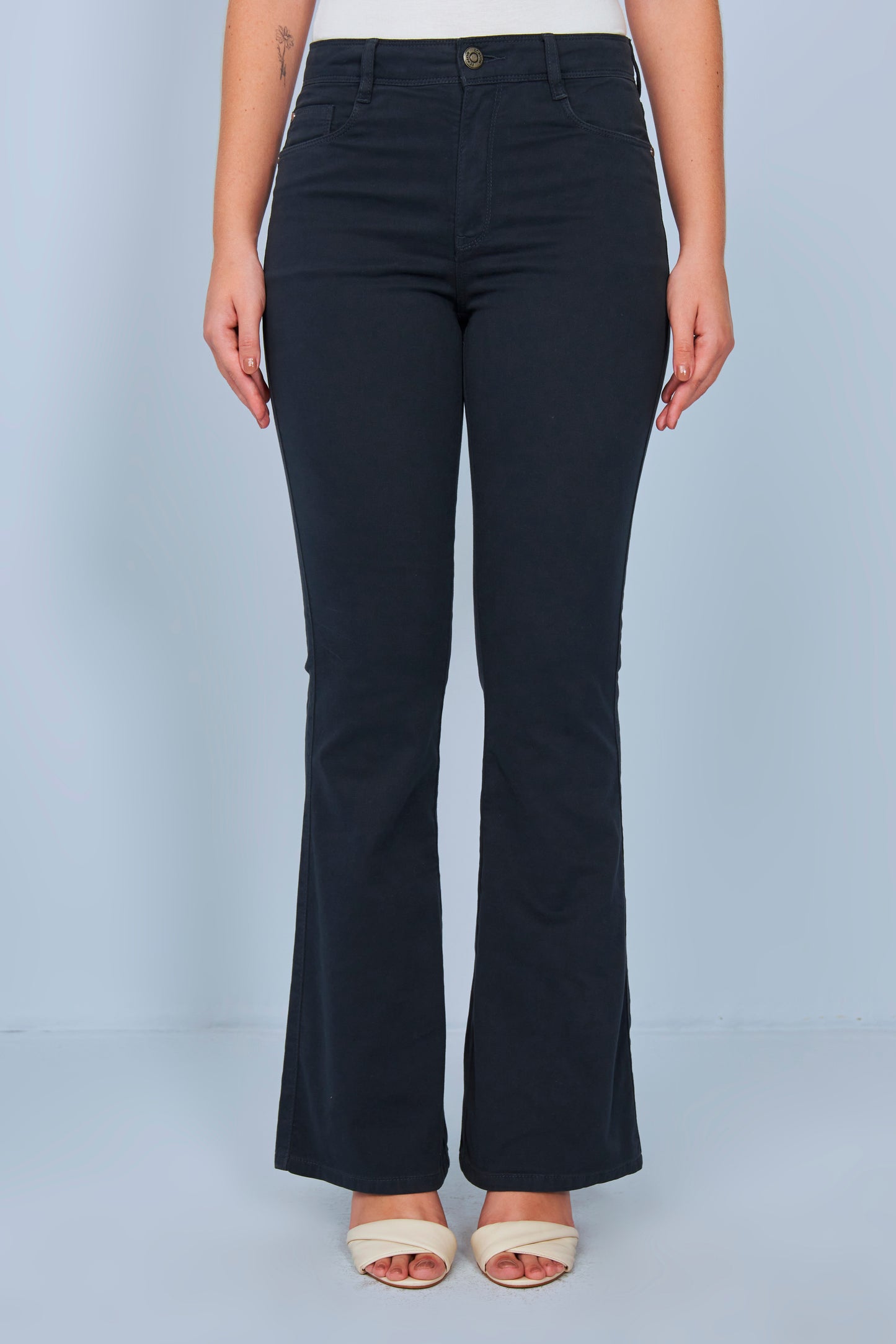 calça malha color boot cut cintura intermediária