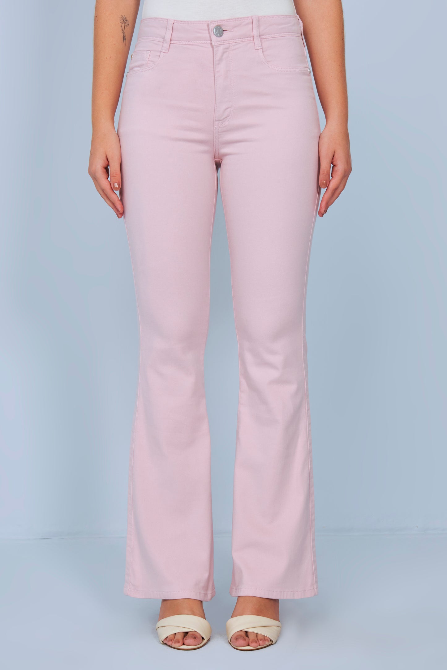 calça malha color boot cut cintura intermediária