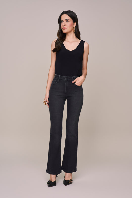 calça jeans black boot cut cintura intermediaria tradicional