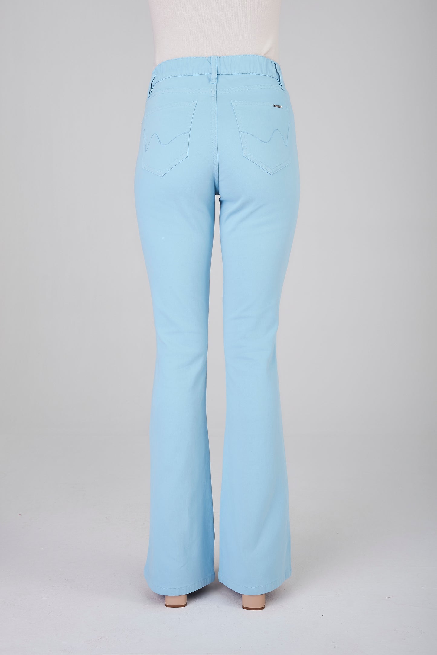 calça malha color flare cintura intermediária com elástico