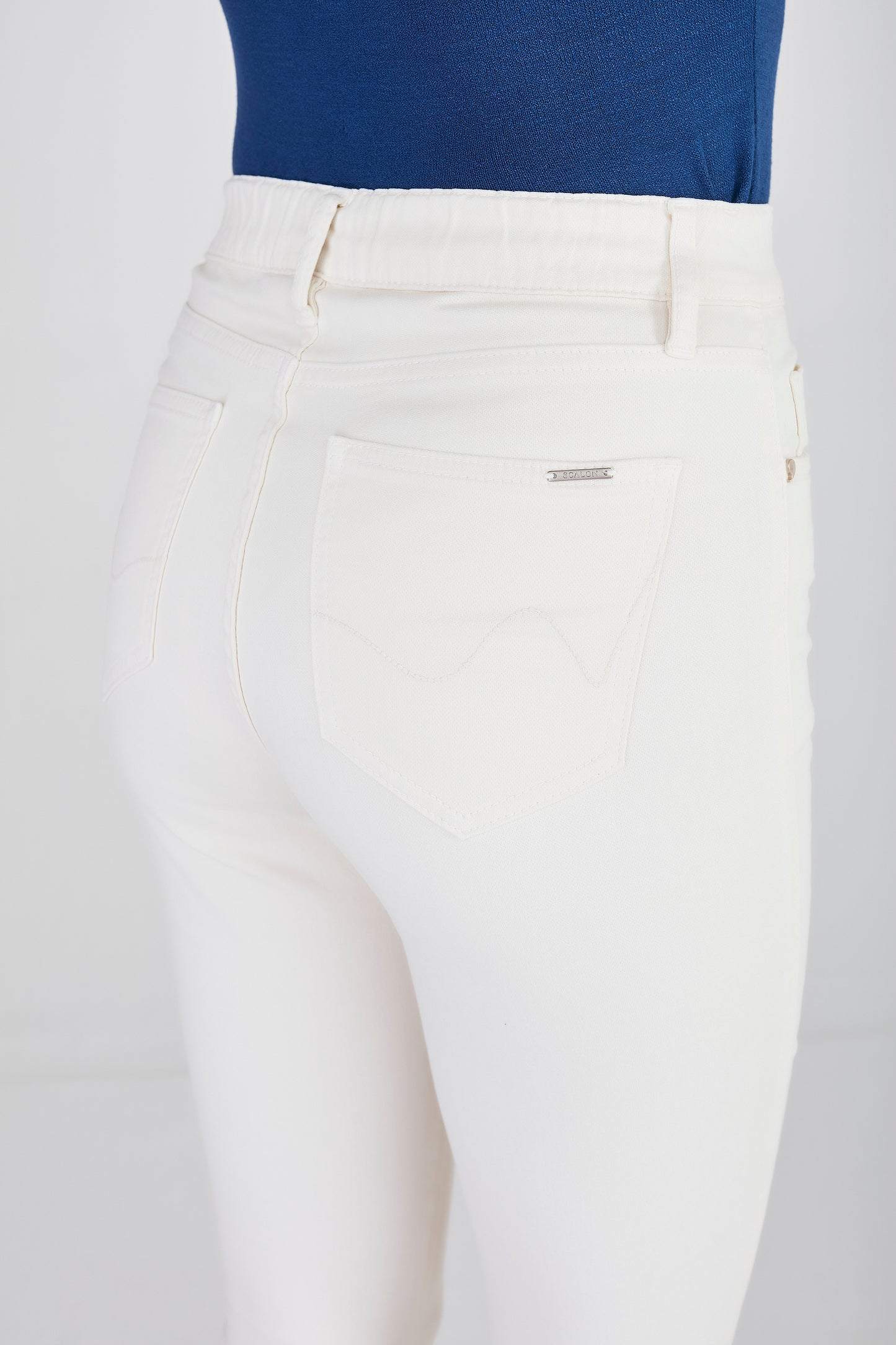 calça malha color flare cintura intermediária com elástico