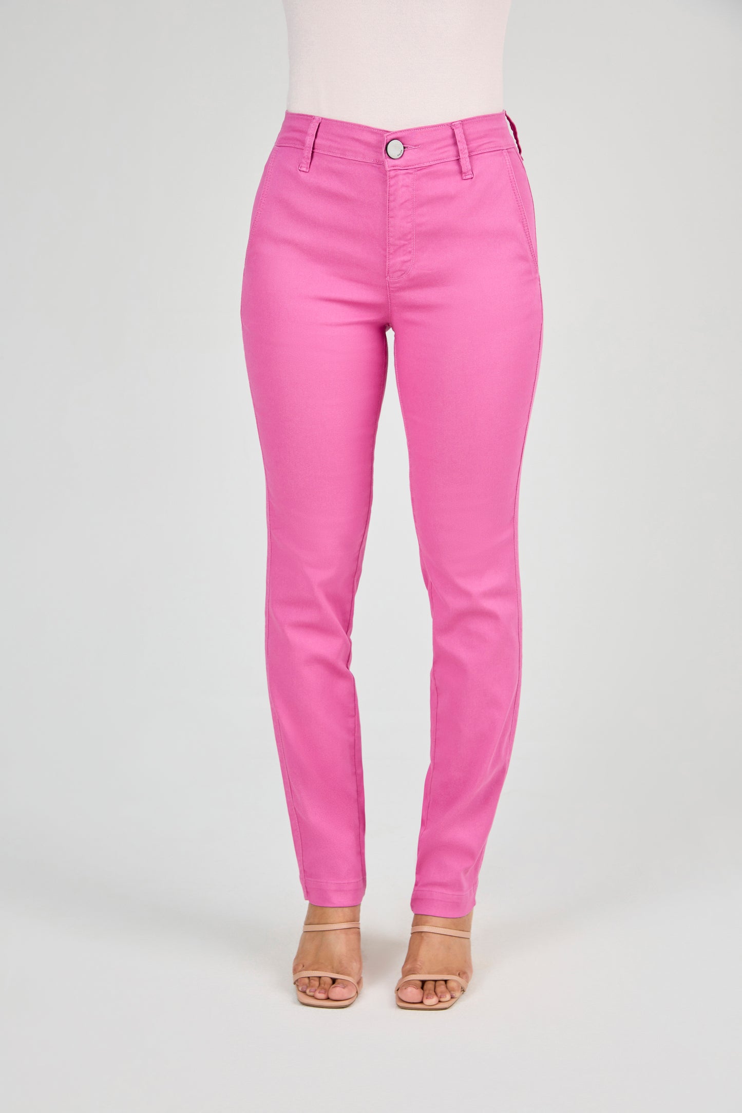 calça sarja color reta cintura intermediária alfaiataria