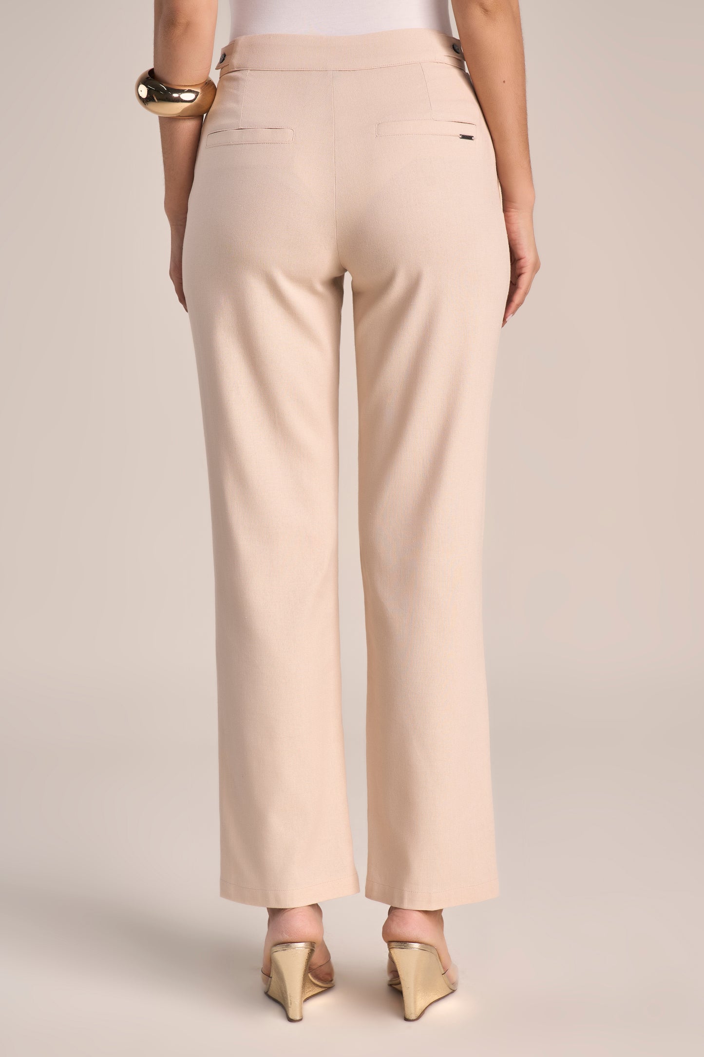 Calça Viscose Reta Cintura Intermediária com Cós Ajustável