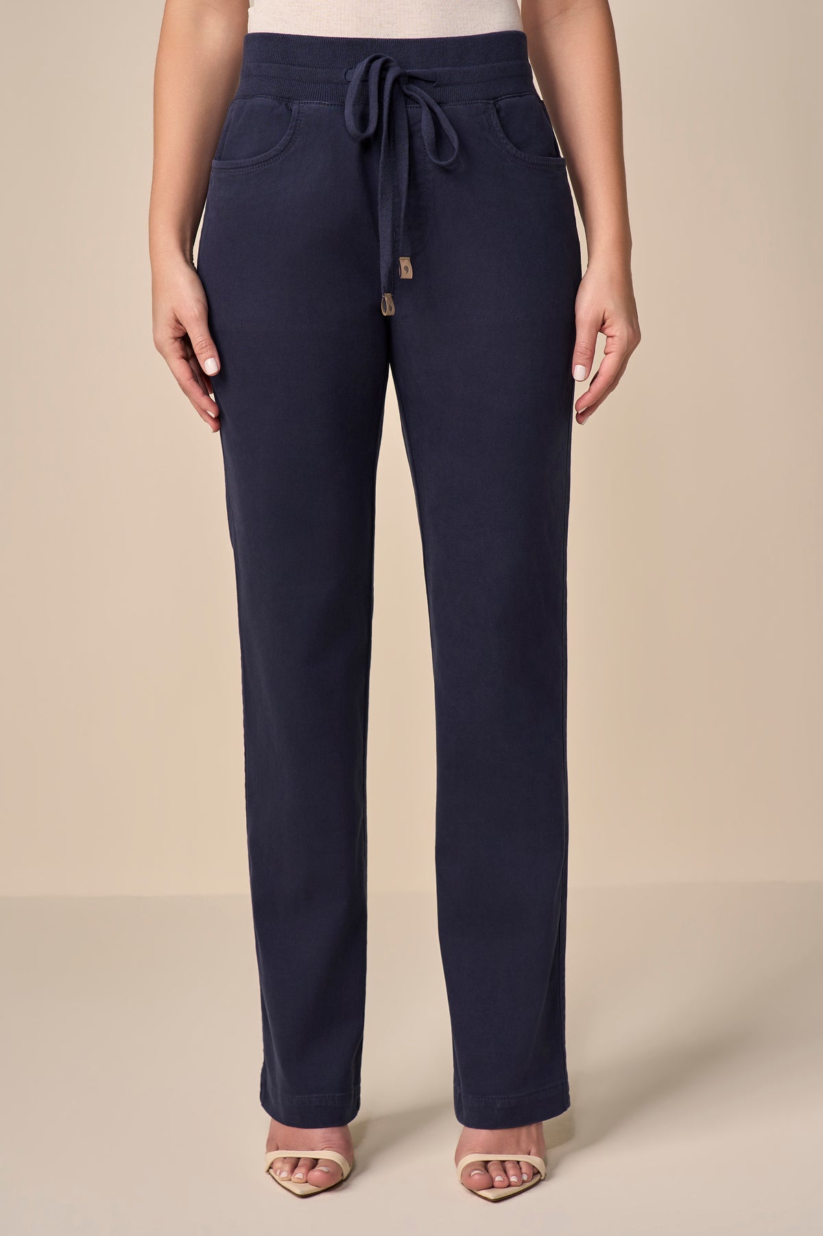calça malha color reta comfort cintura intermediária cós tricot