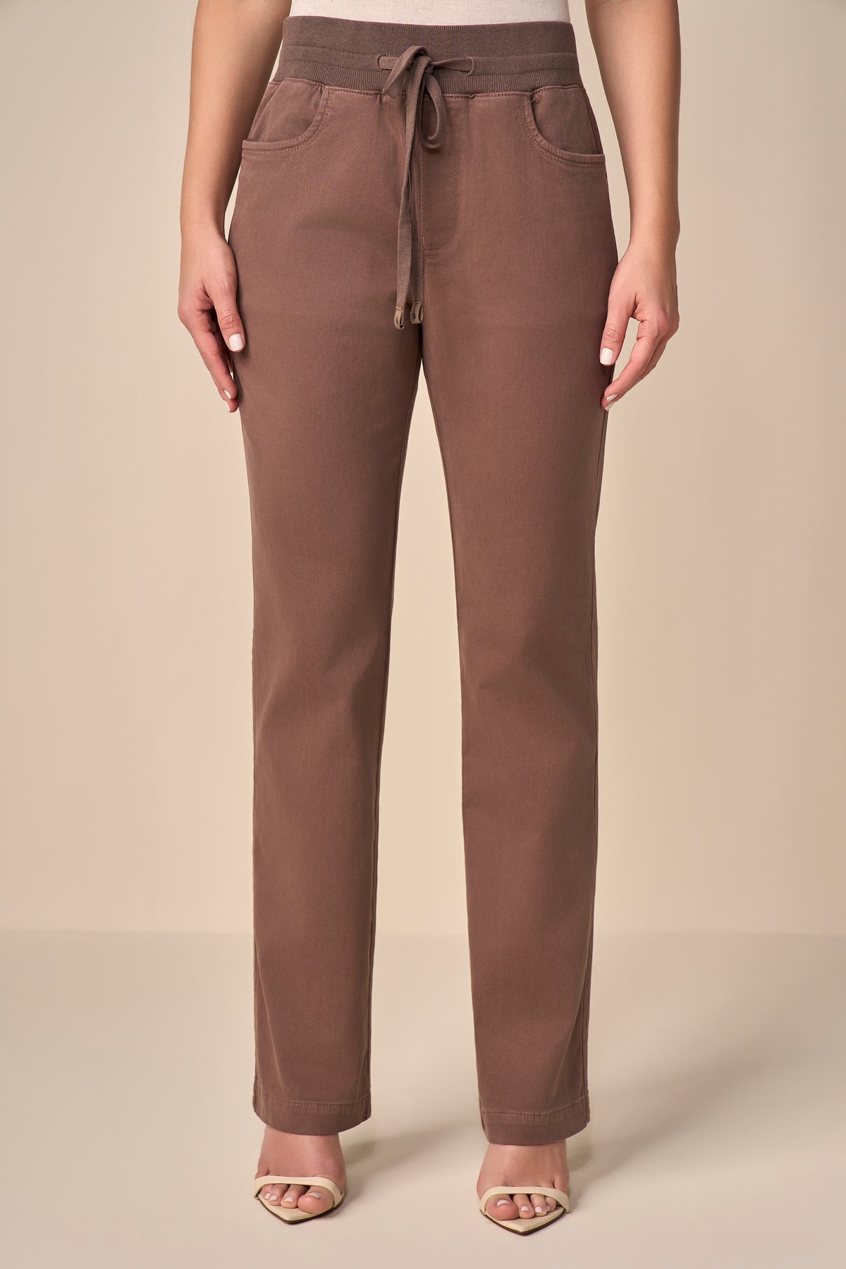 calça malha color reta comfort cintura intermediária cós tricot
