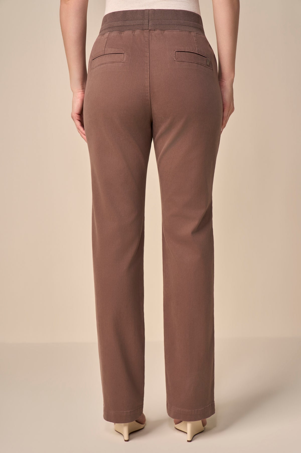 calça malha color reta comfort cintura intermediária cós tricot