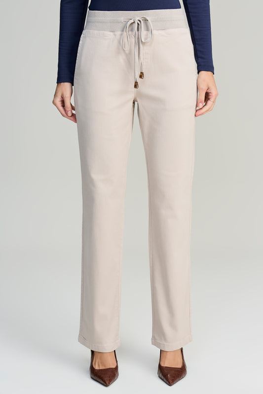 calça malha color reta comfort cintura intermediária cós tricot