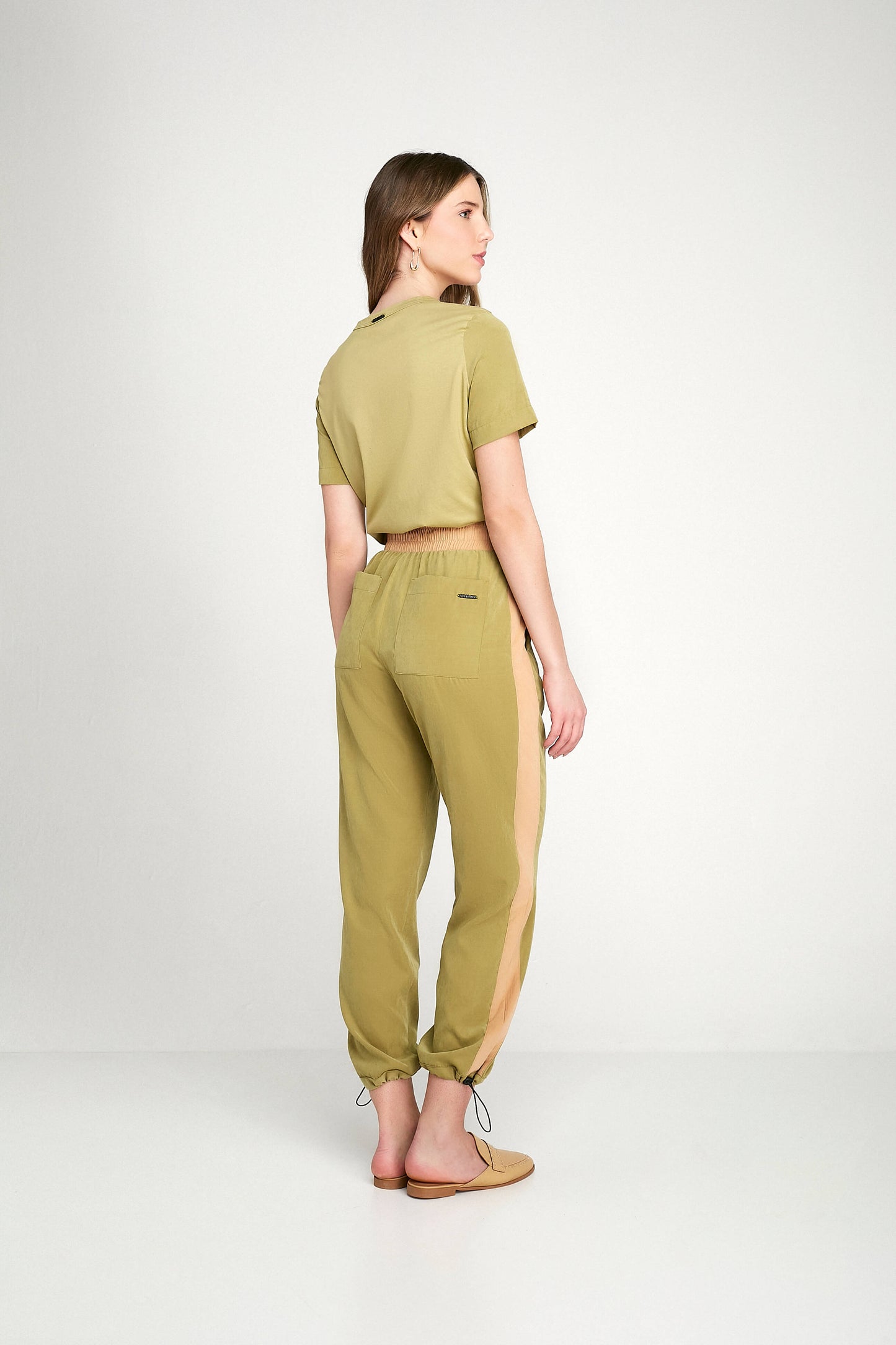 calça tactel comfort cintura intermediária bicolor