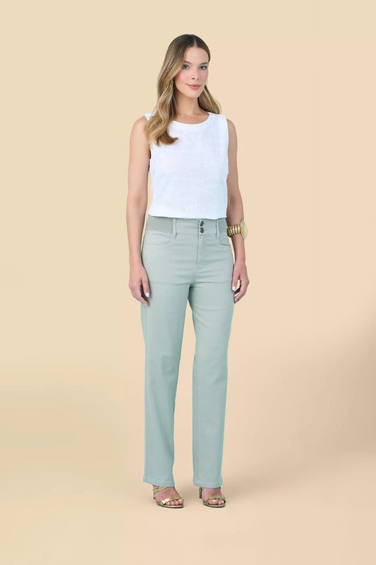 calça malha color reta cintura intermedíaria cós de tricot