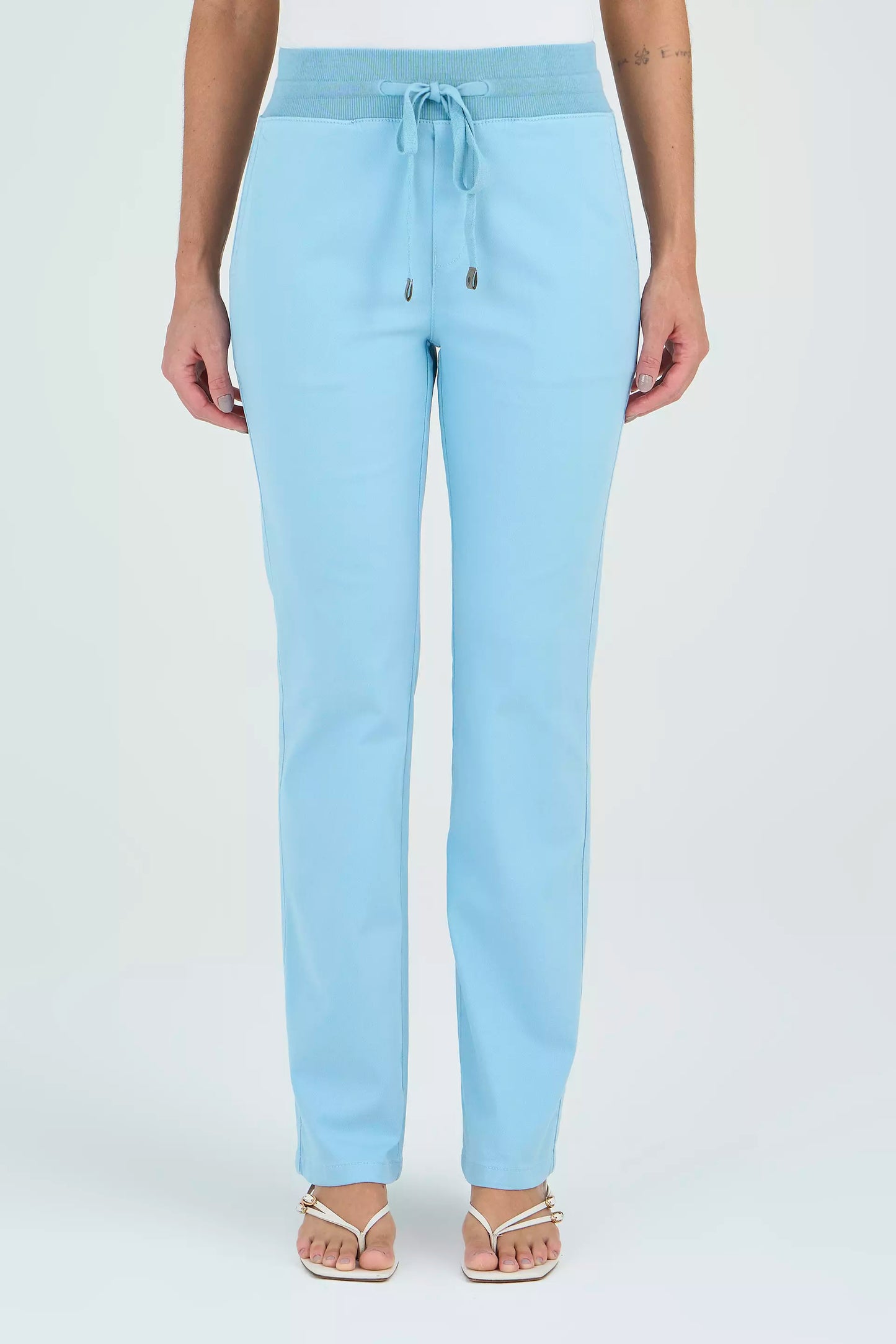 calça malha color reta comfort cintura intermedíaria cós tricot