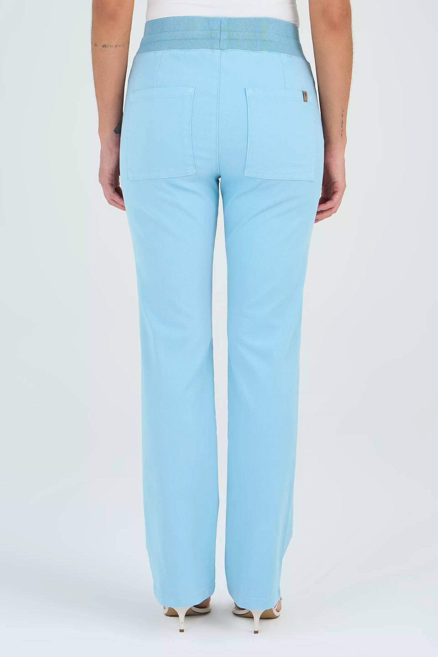 calça malha color reta comfort cintura intermedíaria cós tricot