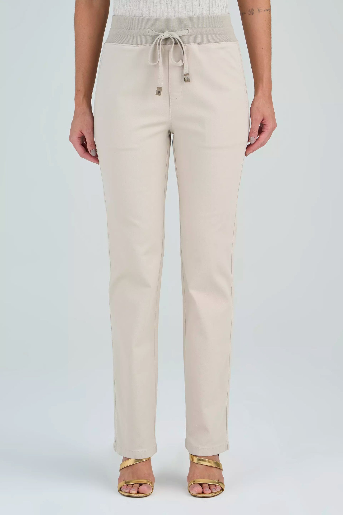 calça malha color reta comfort cintura intermedíaria cós tricot