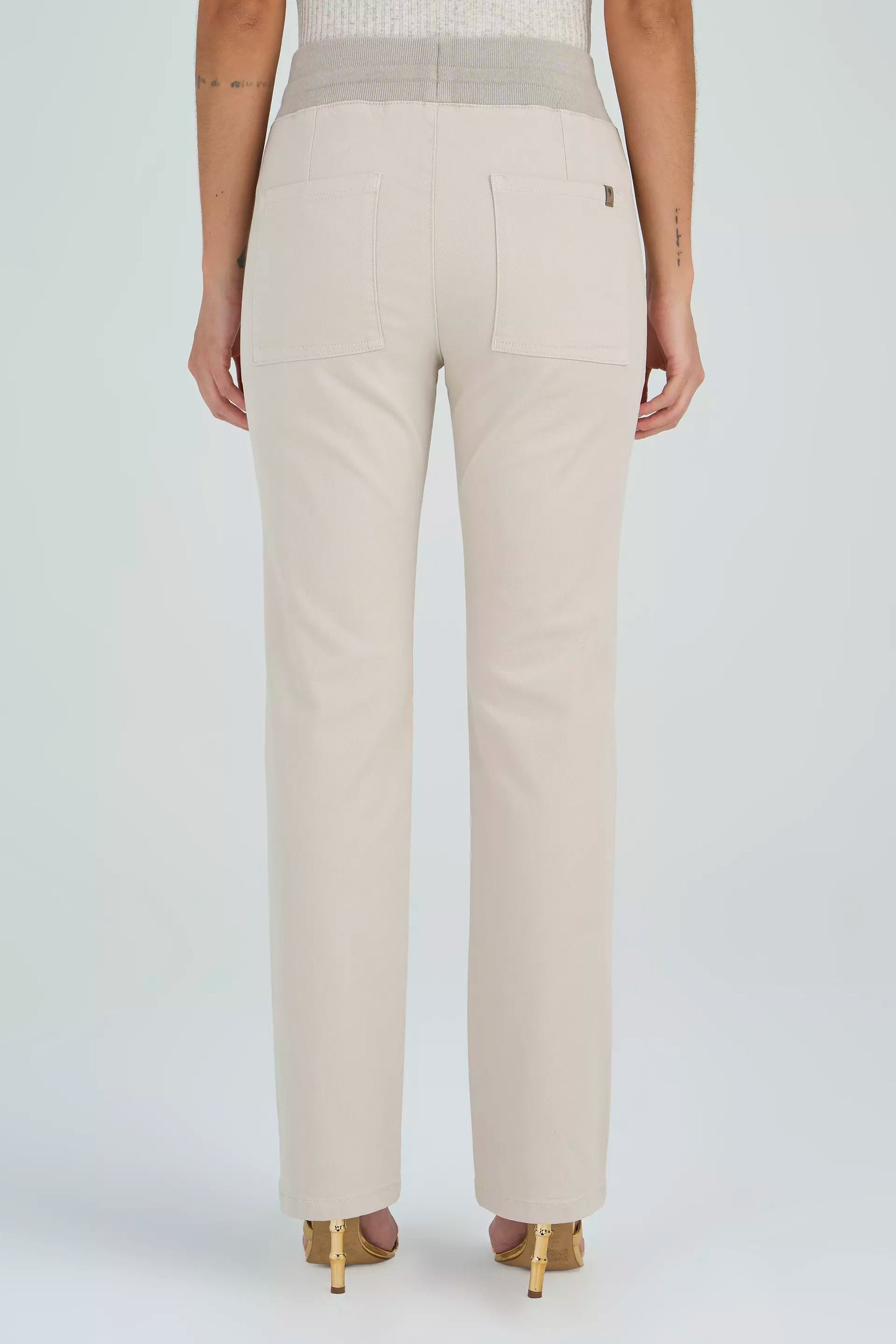 calça malha color reta comfort cintura intermedíaria cós tricot