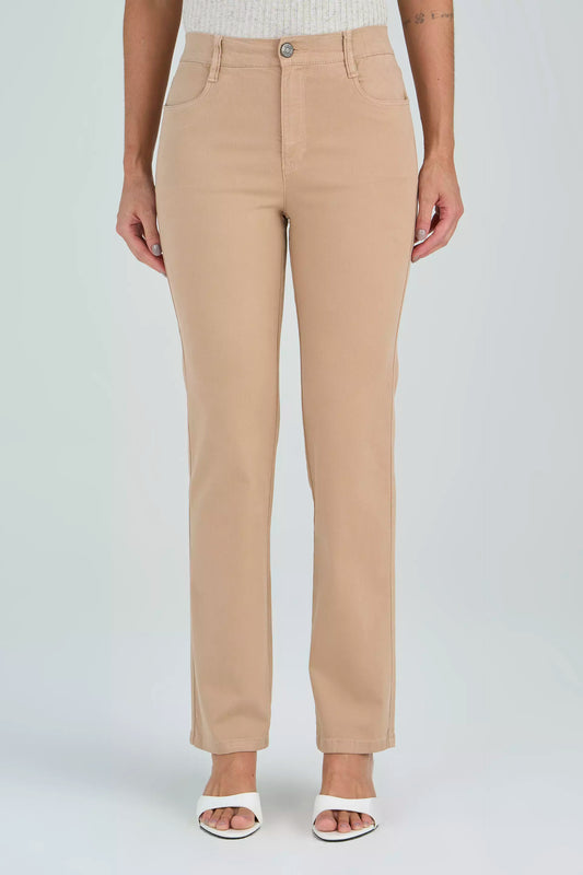 calça malha color reta cintura intermediária com elástico