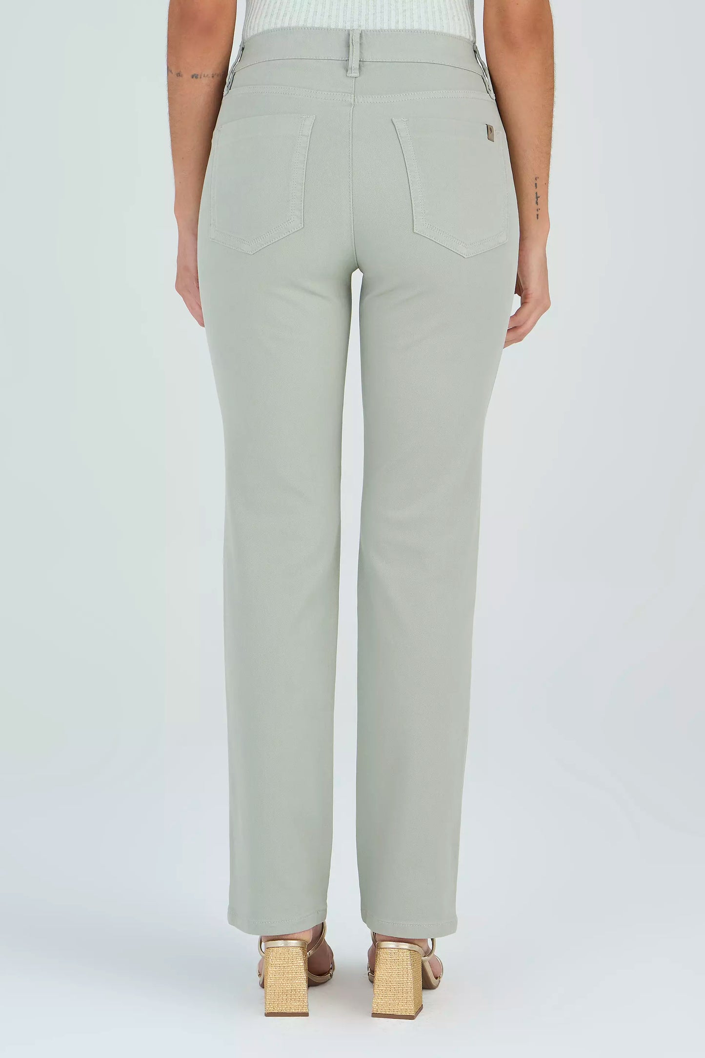 calça malha color reta cintura intermediária com elástico