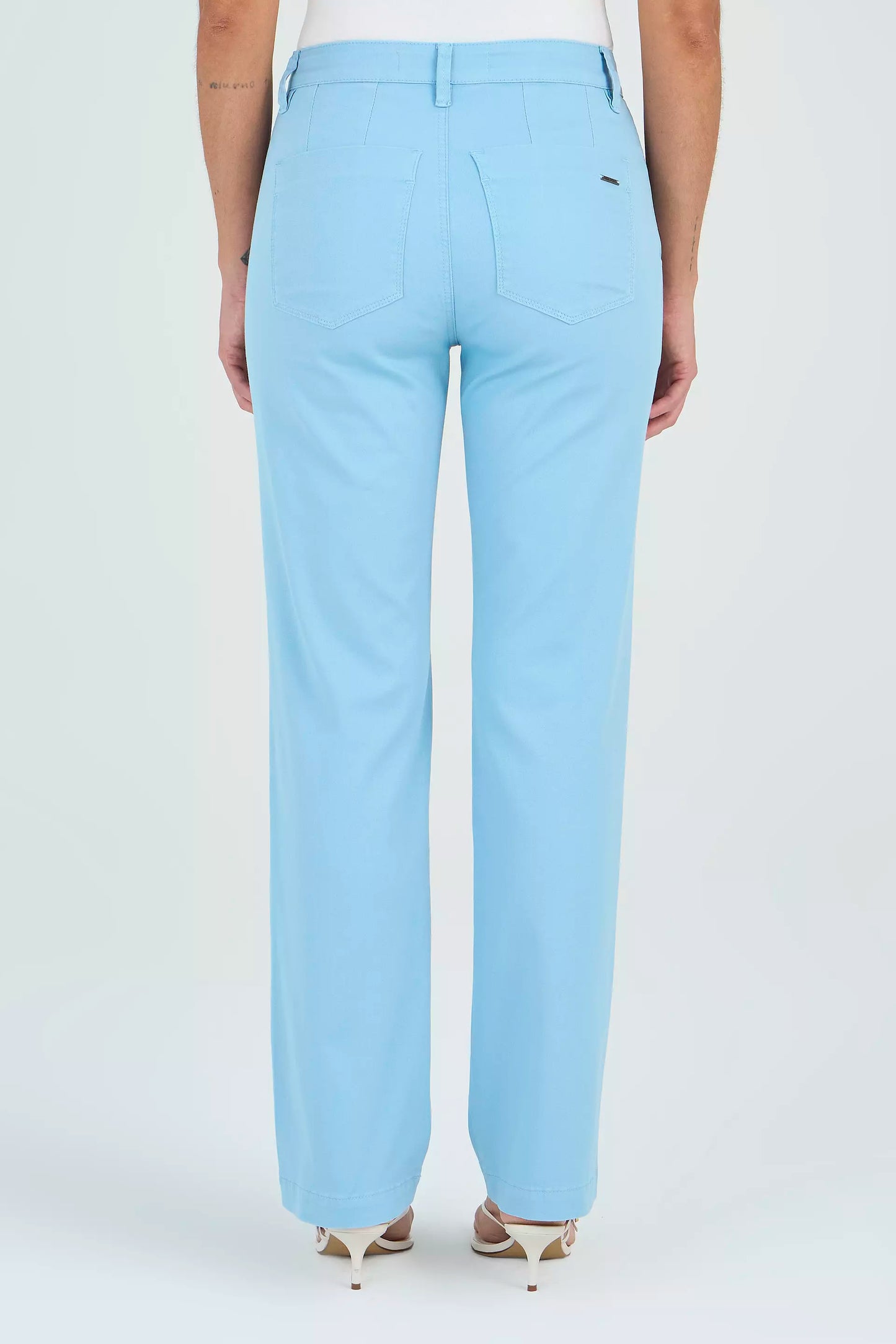 calça sarja color reta cintura intermediária alfaiataria