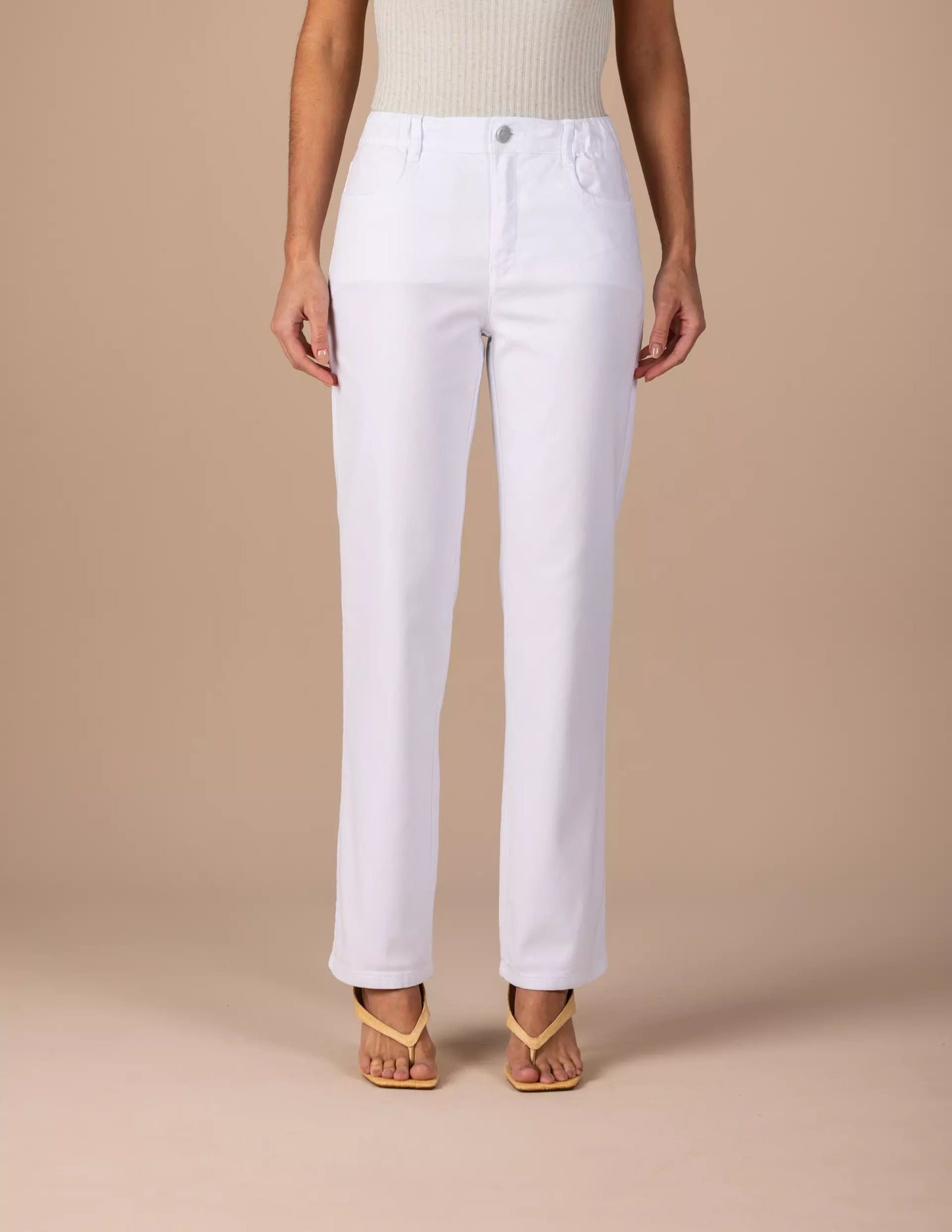 calça malha color reta cintura intermediária com elástico