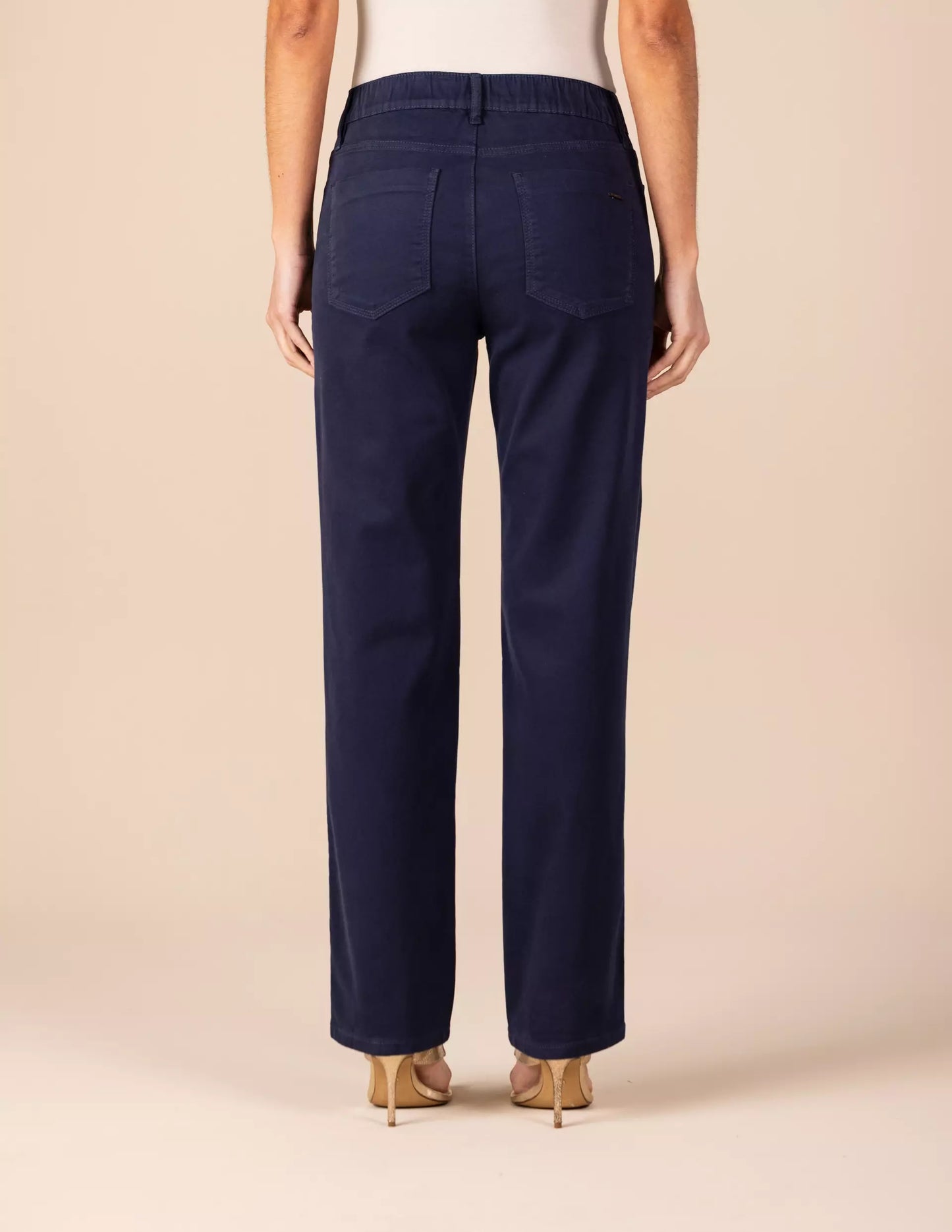 calça malha color reta cintura intermediária com elástico