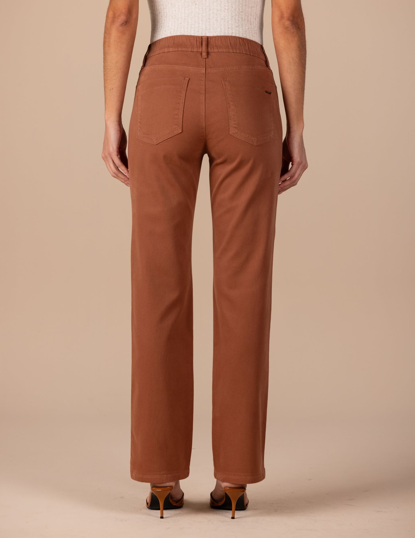 calça malha color reta cintura intermediária com elástico